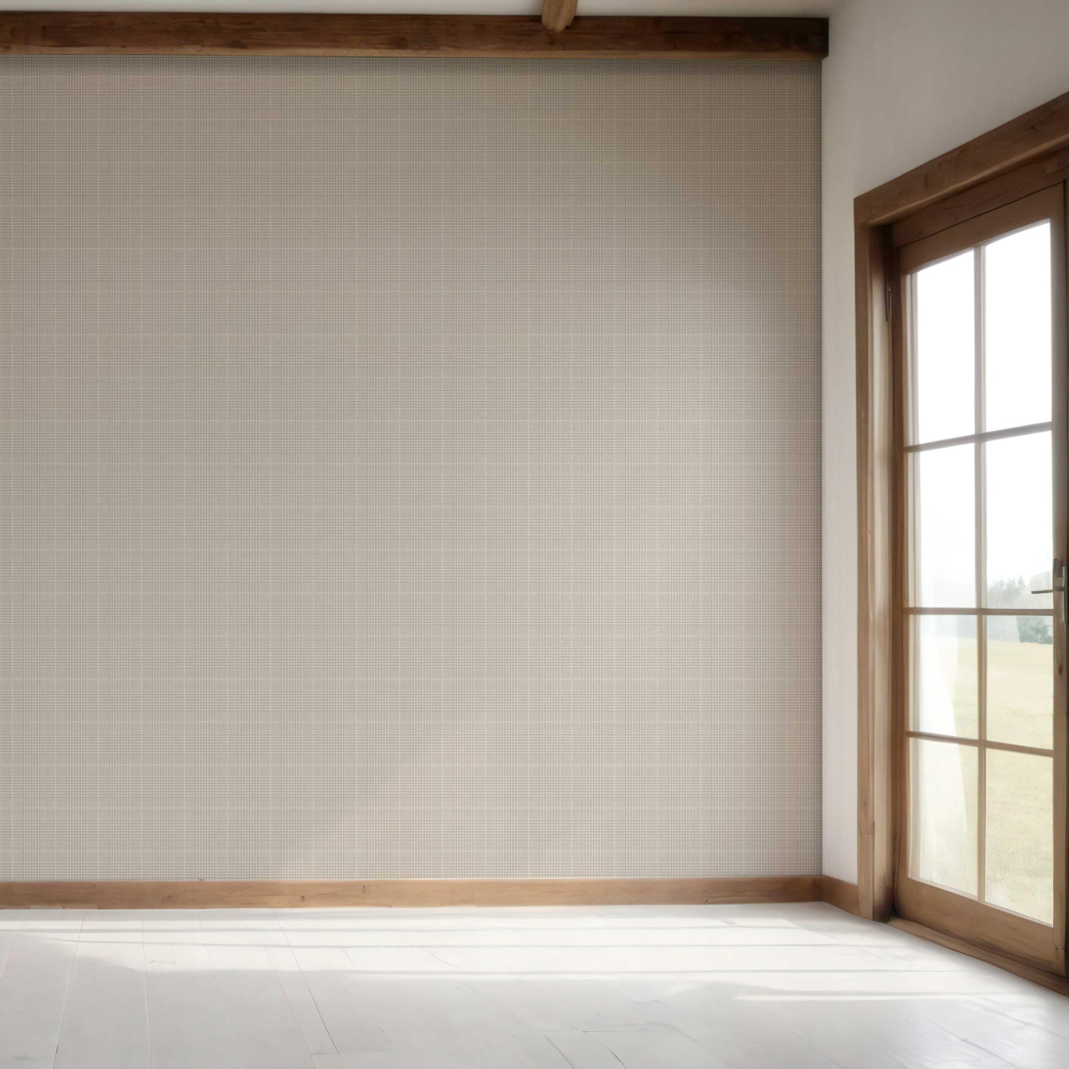 Neutral Textured Check/ Geometric Bedroom Wallpaper Sample (Taupe/ Gray)