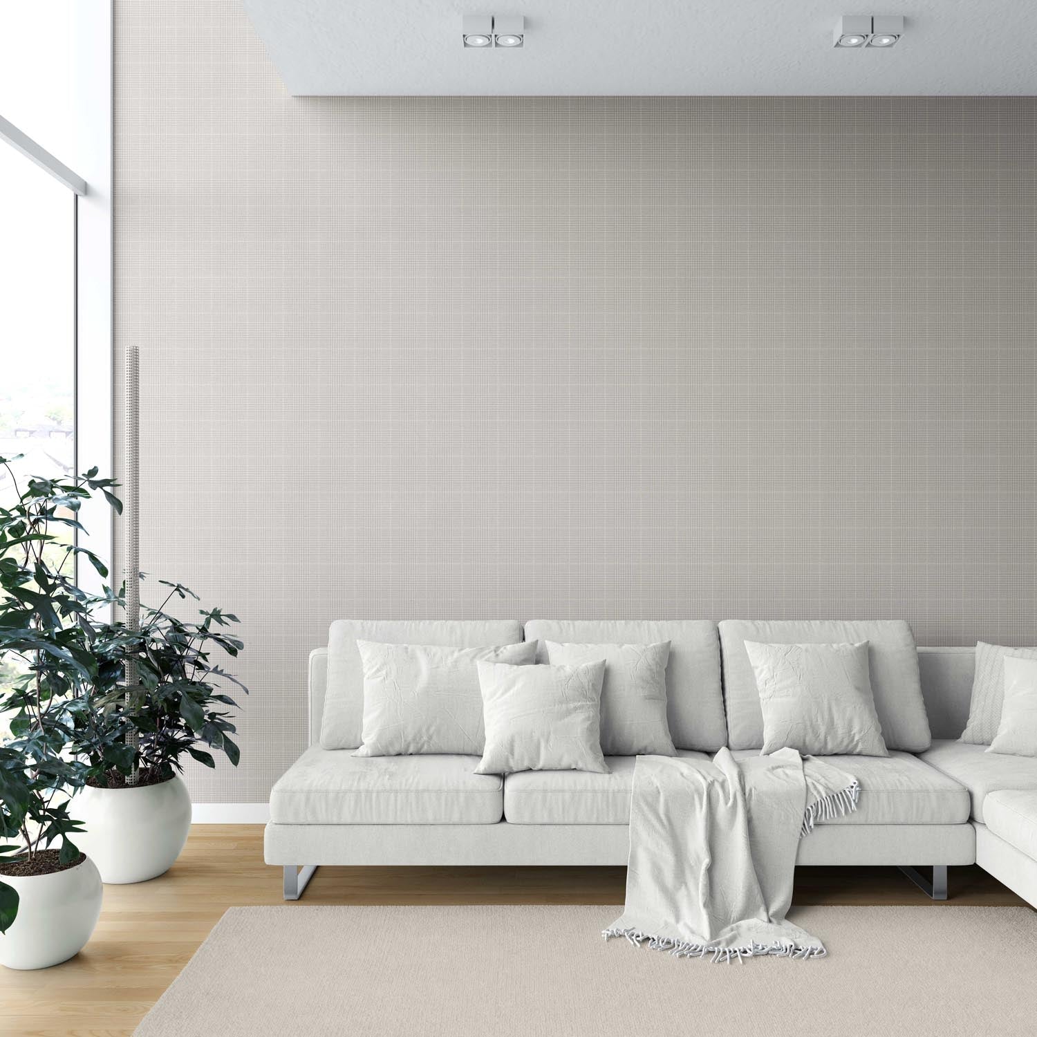 Neutral Textured Check/ Geometric Shower Toilet Wallpaper Sample (Taupe/ Gray)