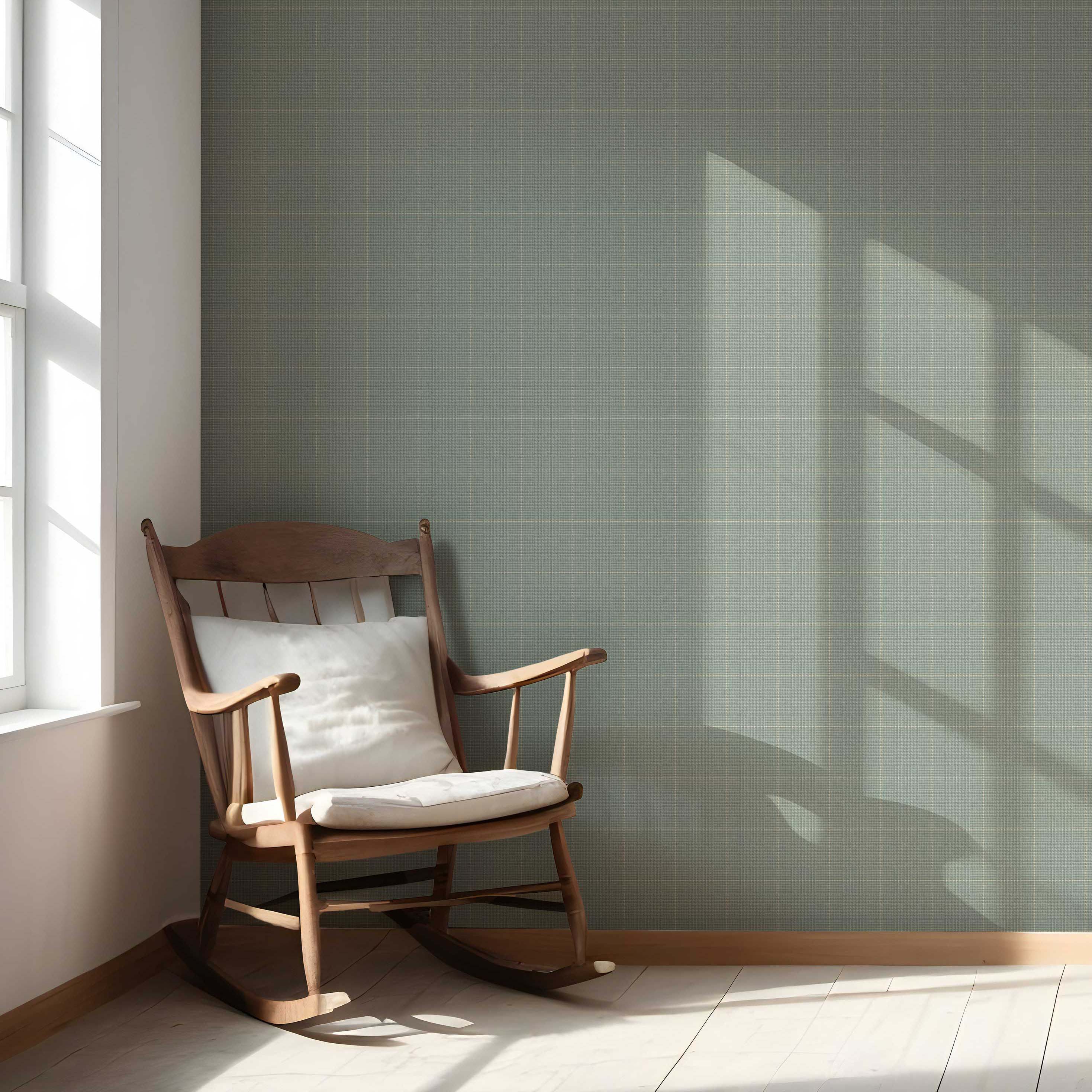 Textured Check/ Geometric Nursery Wallpaper Sample (Sage Green)