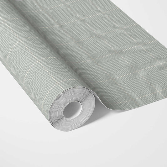 Neutral Textured Check/ Geometric Traditional Wallpaper Sample (Sage Gray)