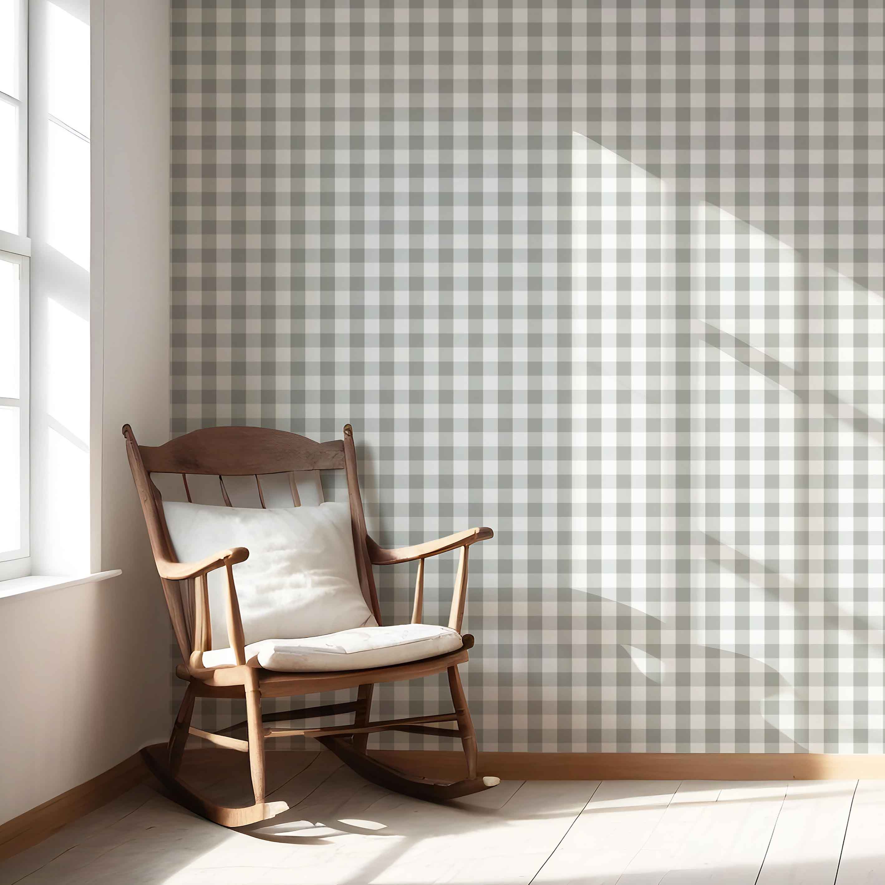 Geometric Gingham Nursery Wallpaper Sample (Gray)