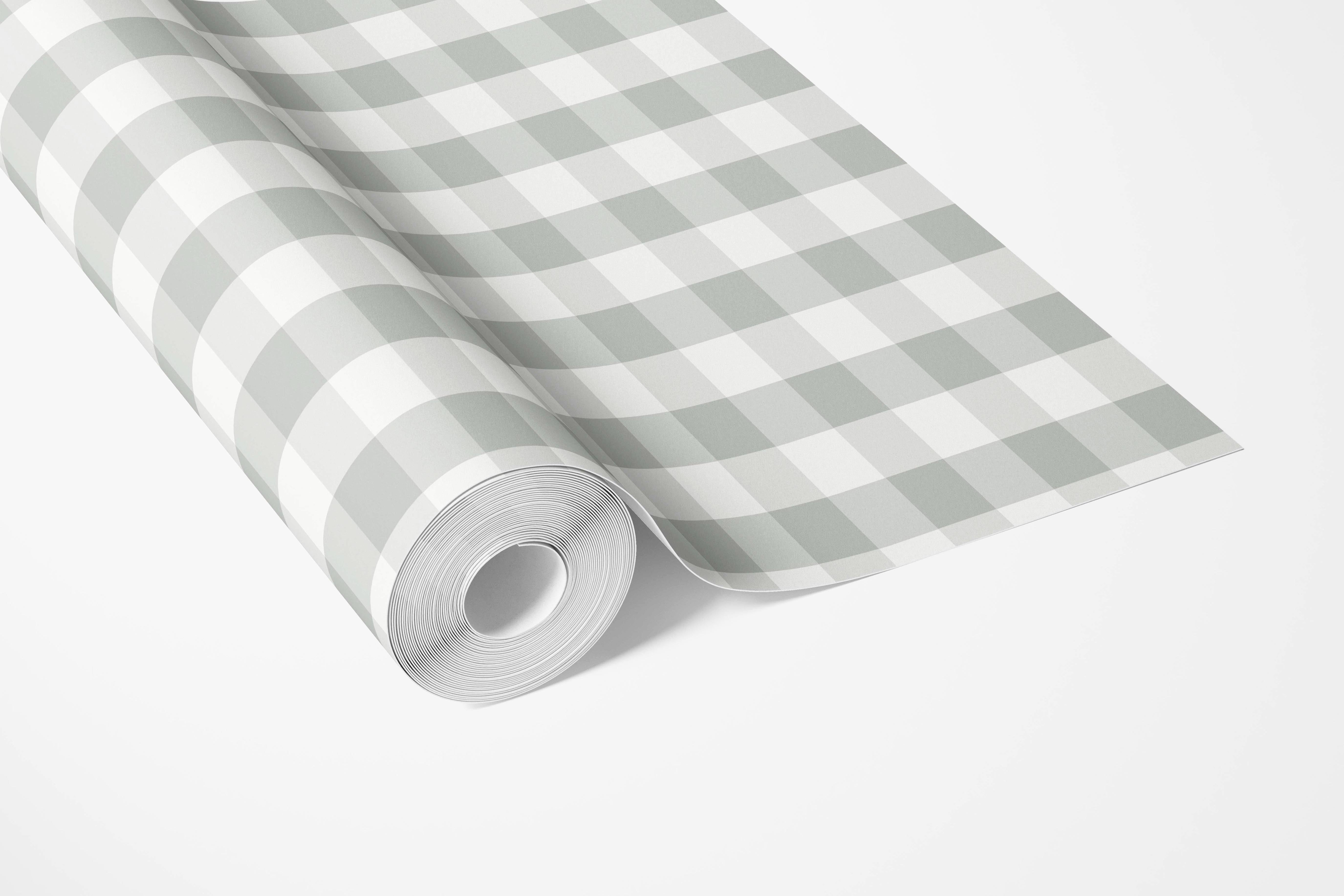 Geometric Gingham Bathroom Wallpaper Sample (Gray)
