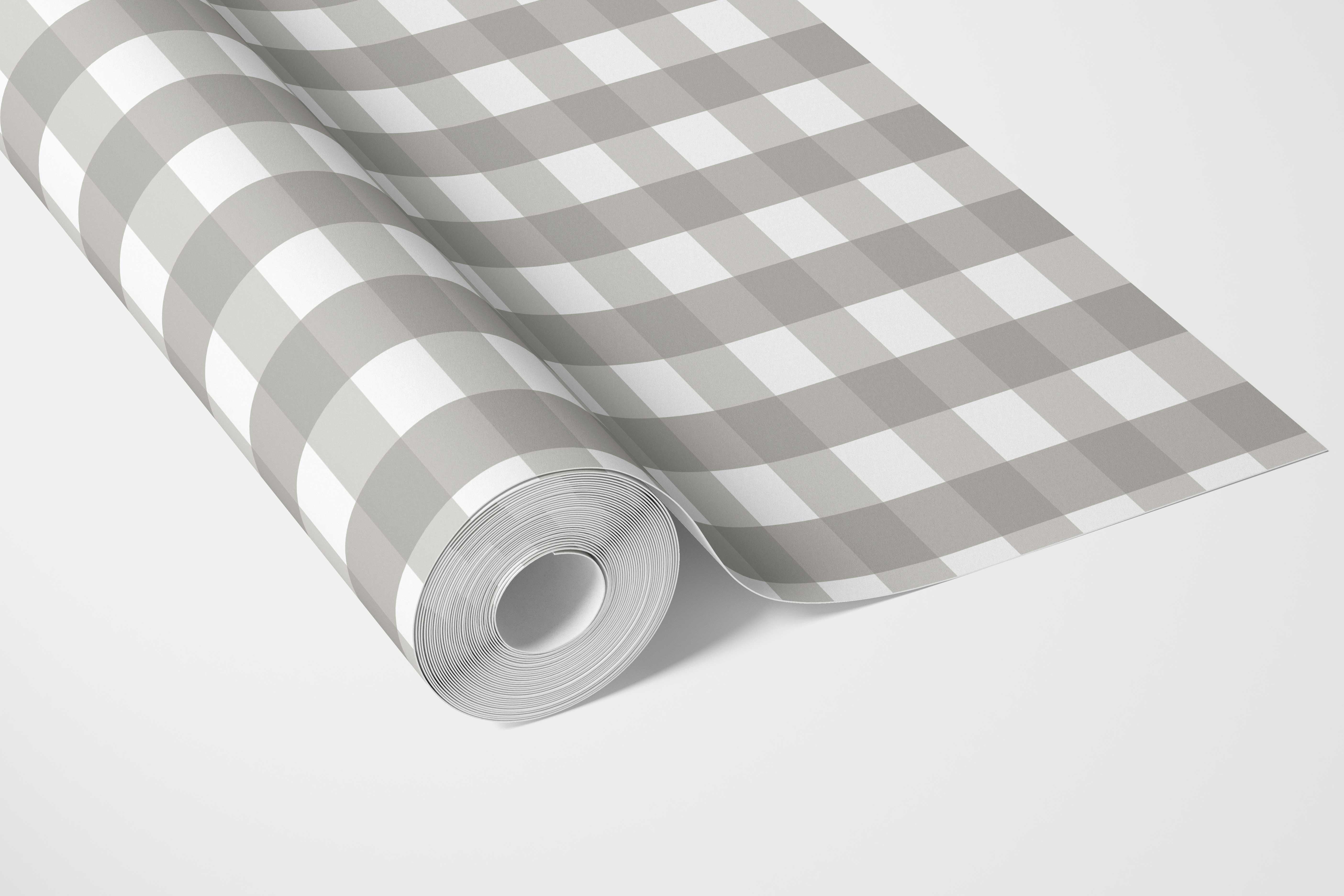 Neutral Geometric Gingham Bathroom Wallpaper (Stone Gray)