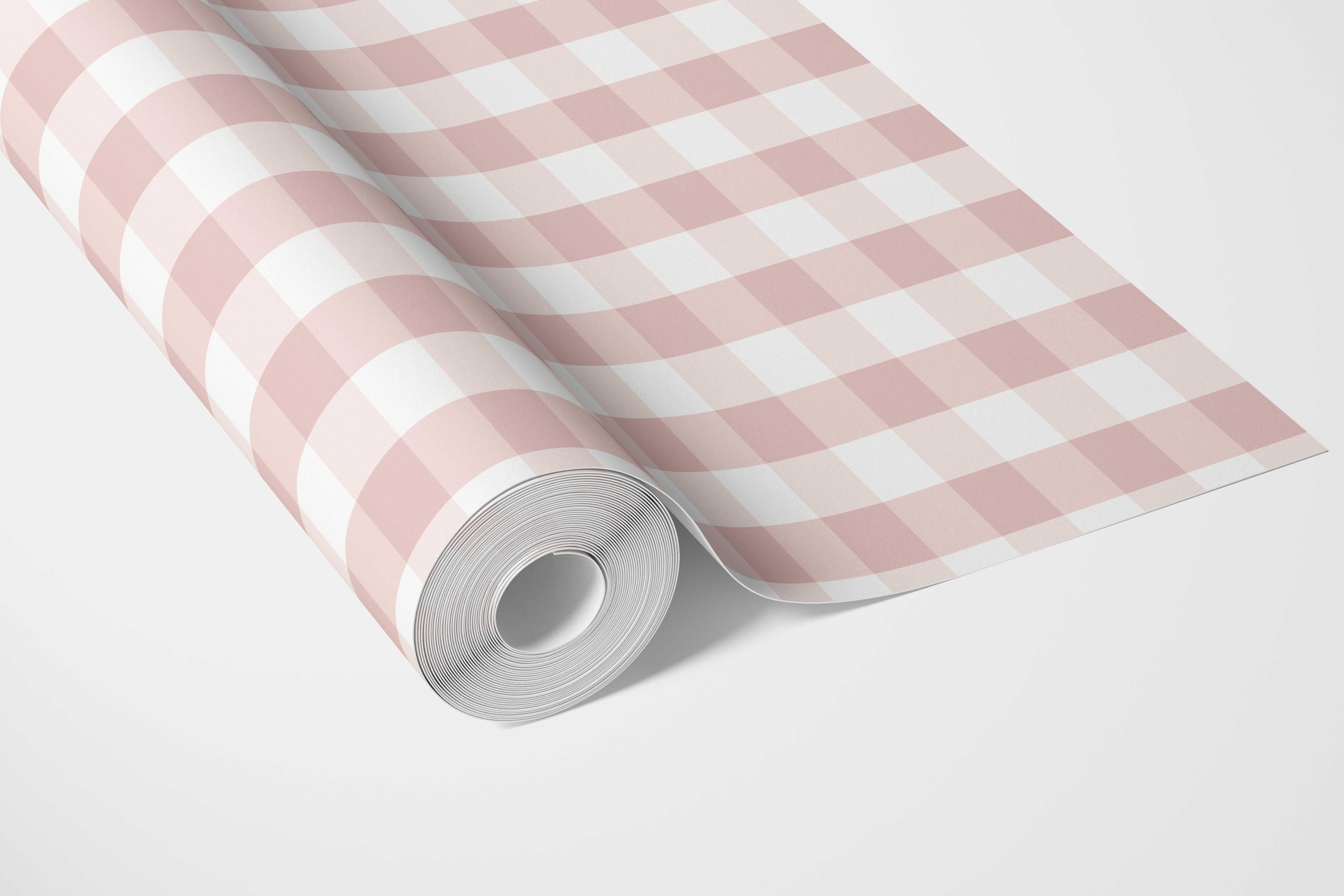 Geometric Gingham Bathroom Wallpaper Sample (Pink)