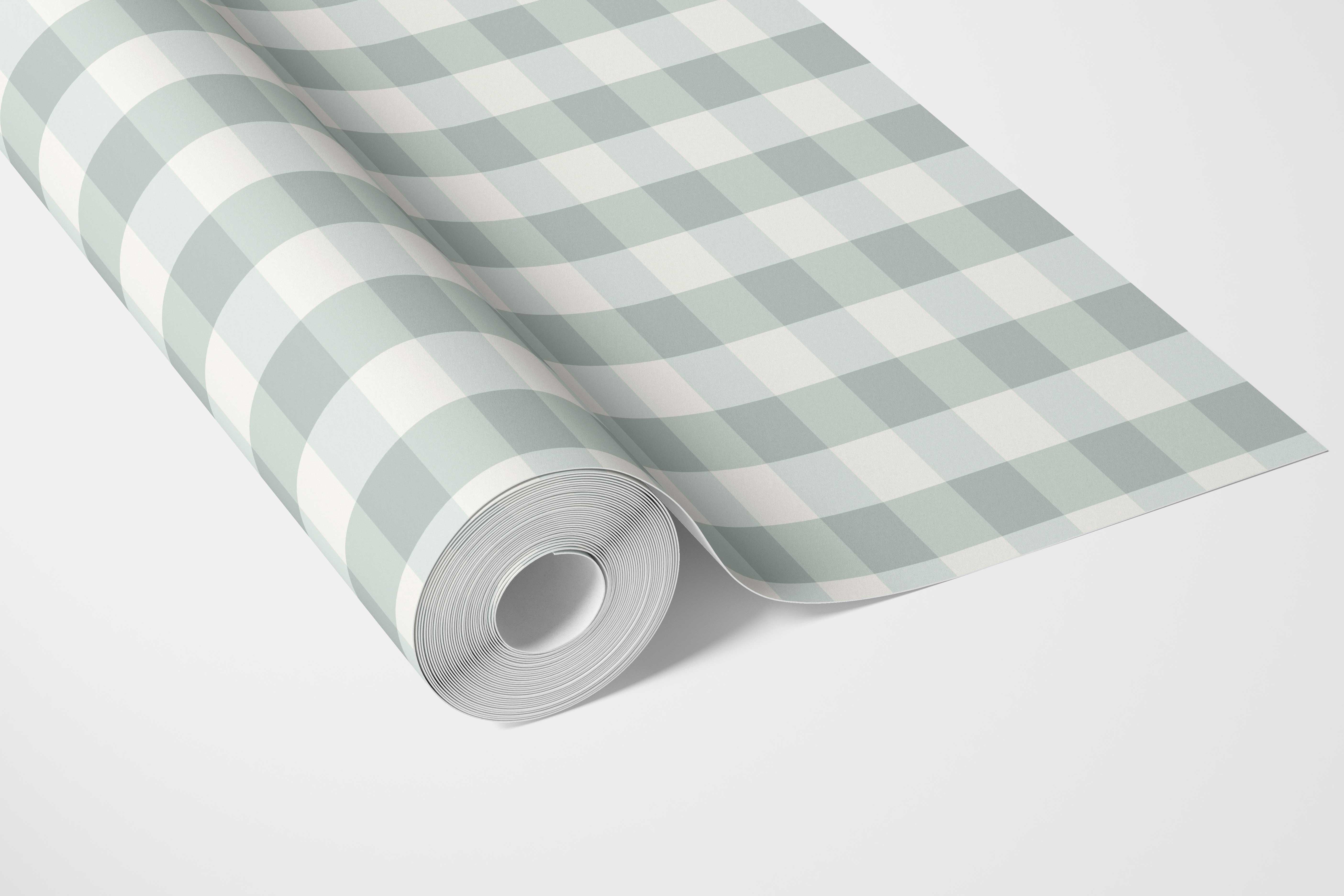 Geometric Gingham Bathroom Wallpaper (Powder Blue)