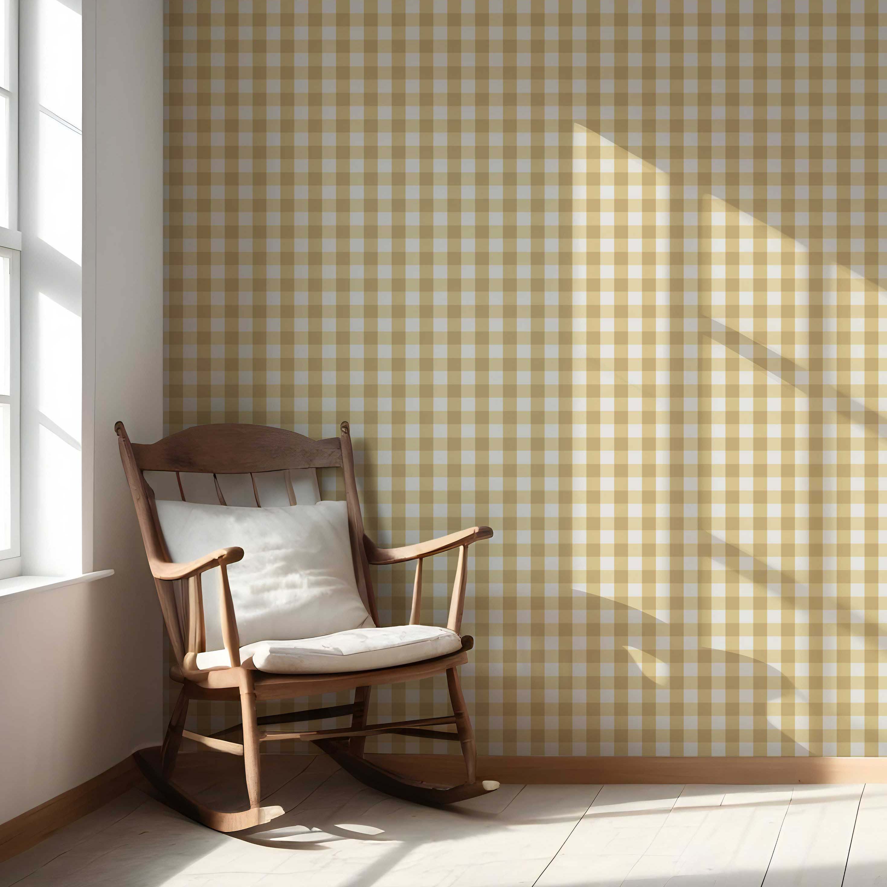 Geometric Gingham Nursery Wallpaper Sample (Yellow)