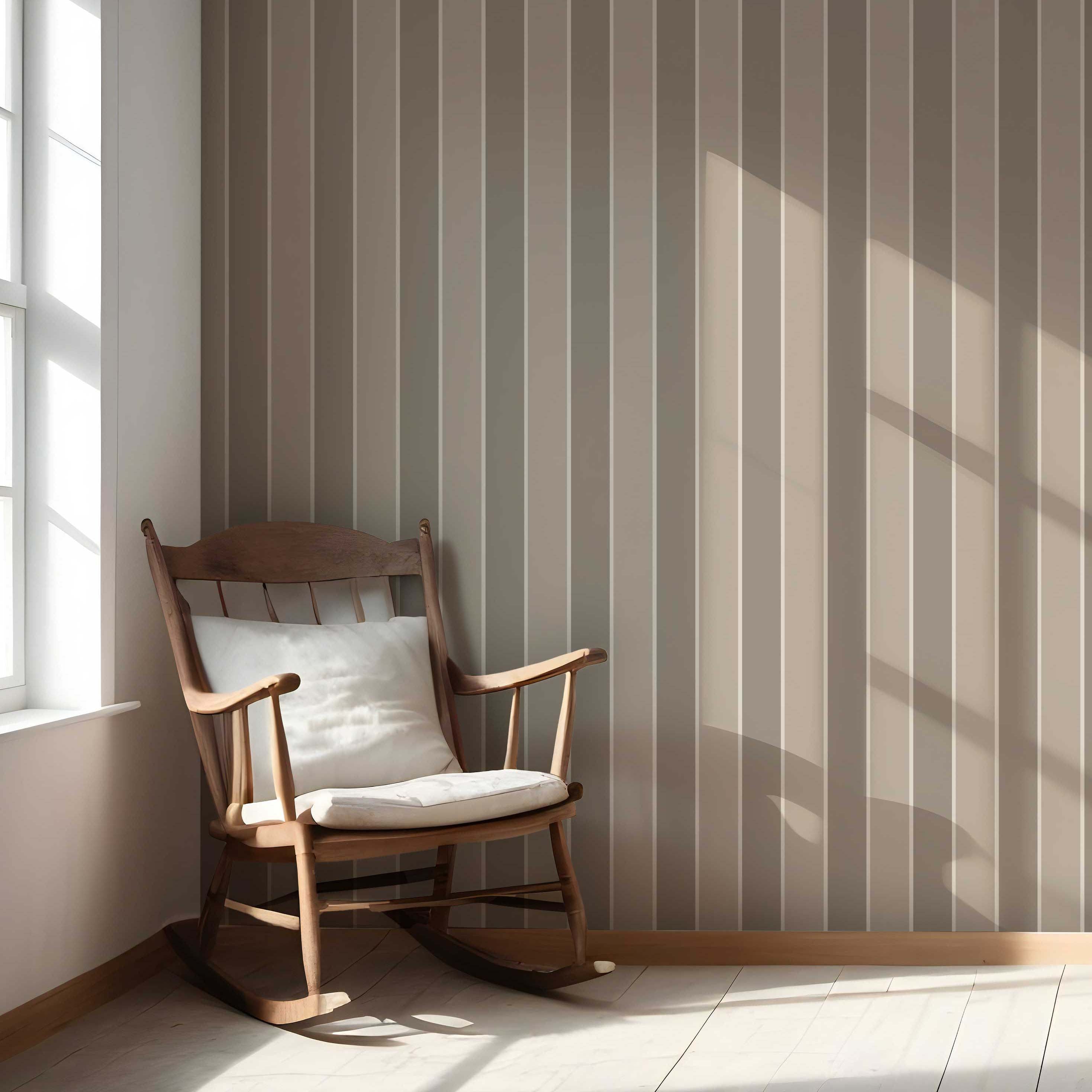 Neutral Geometric Striped Living Room Wallpaper Sample (Taupe Gray/ Brown)