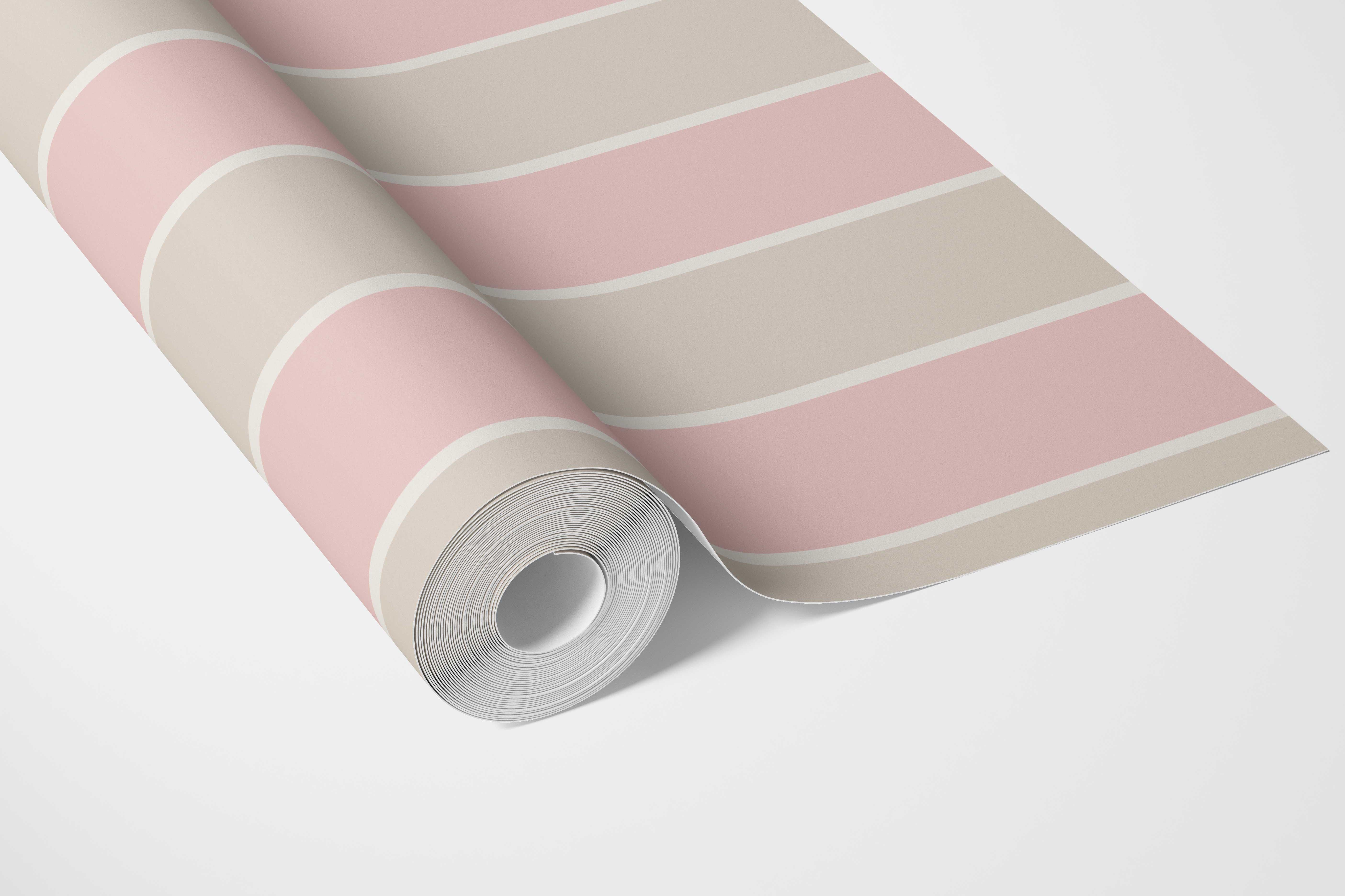 Geometric Striped Nursery Wallpaper Sample (Soft Pink/ Taupe)