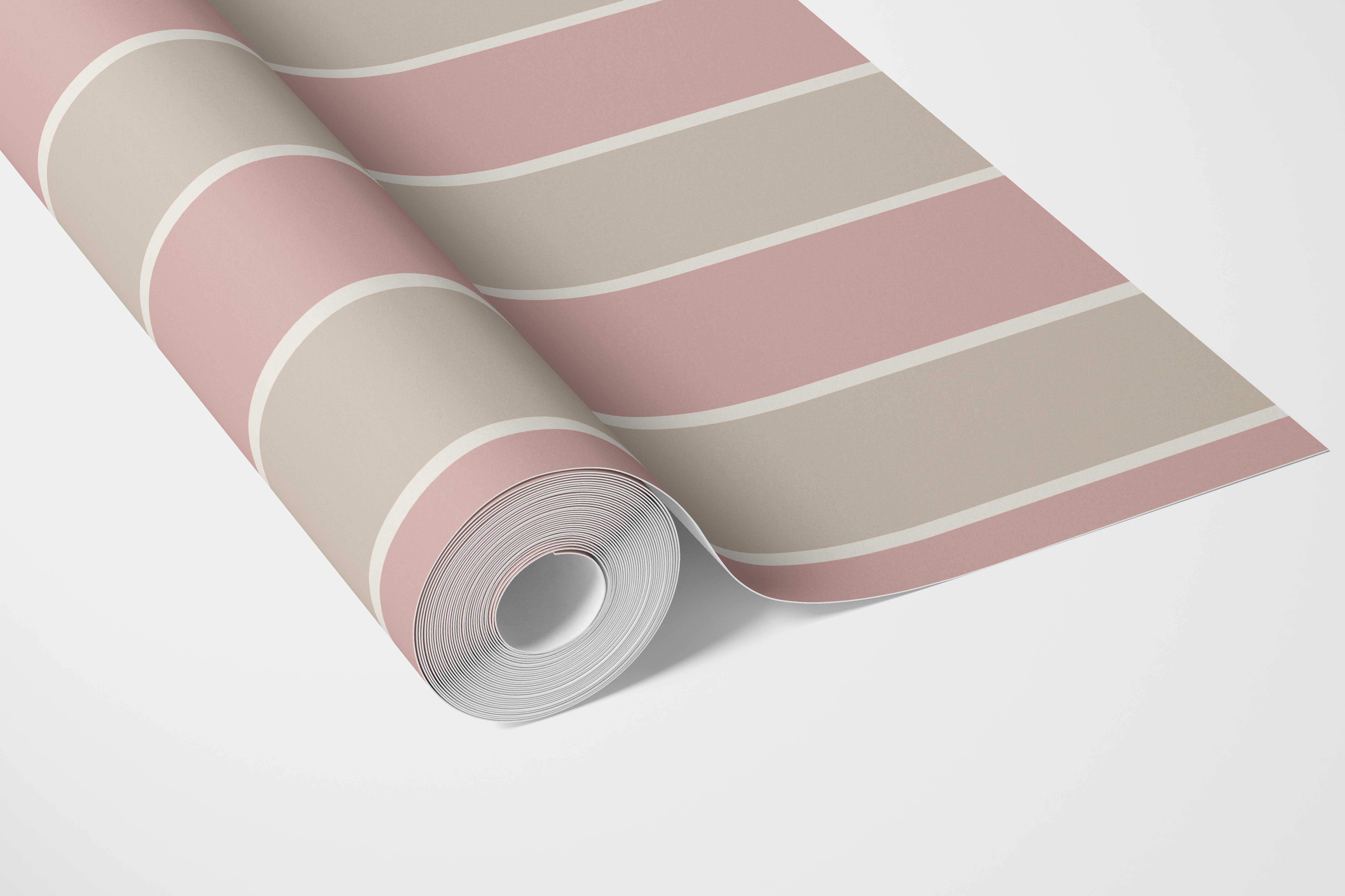 Geometric Striped Nursery Wallpaper Sample (Dusty Pink/ Taupe)