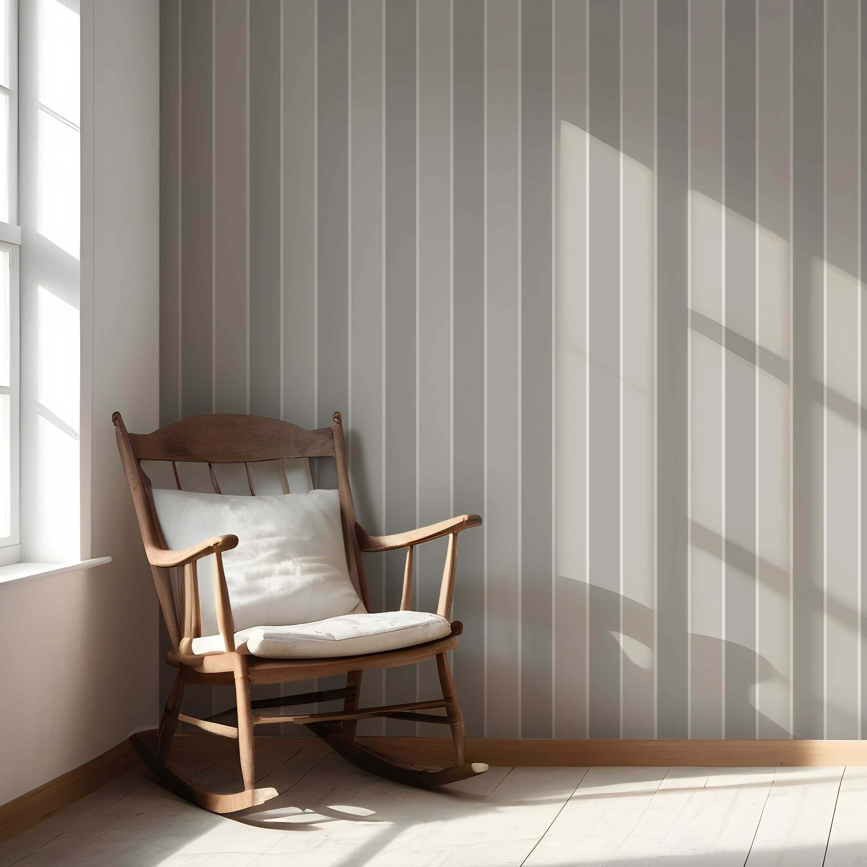 Neutral Geometric Striped Living Room Wallpaper Sample (Gray/ Beige/ Taupe)