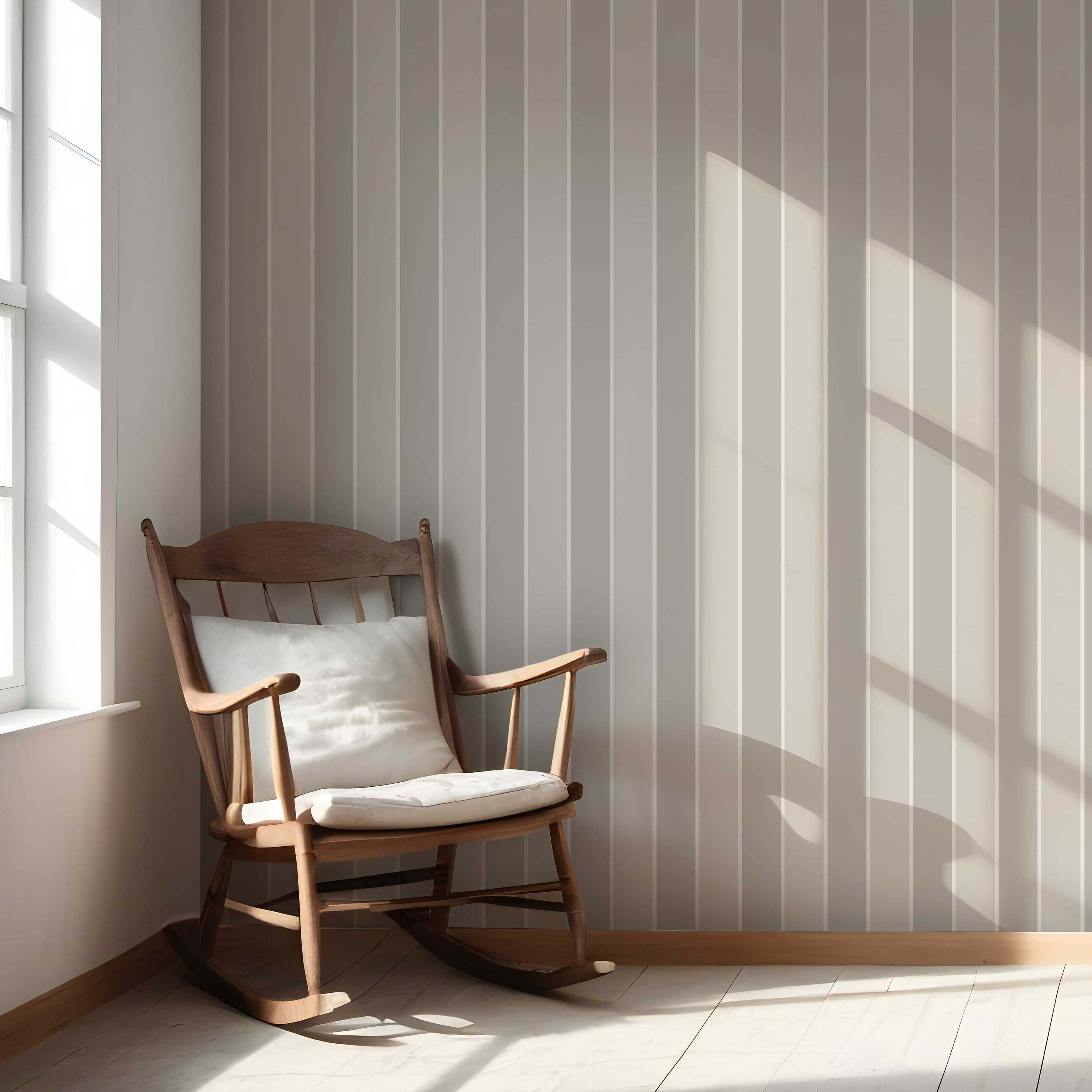 Neutral Geometric Striped Living Room Wallpaper Sample (Beige/ Greige/ Taupe)