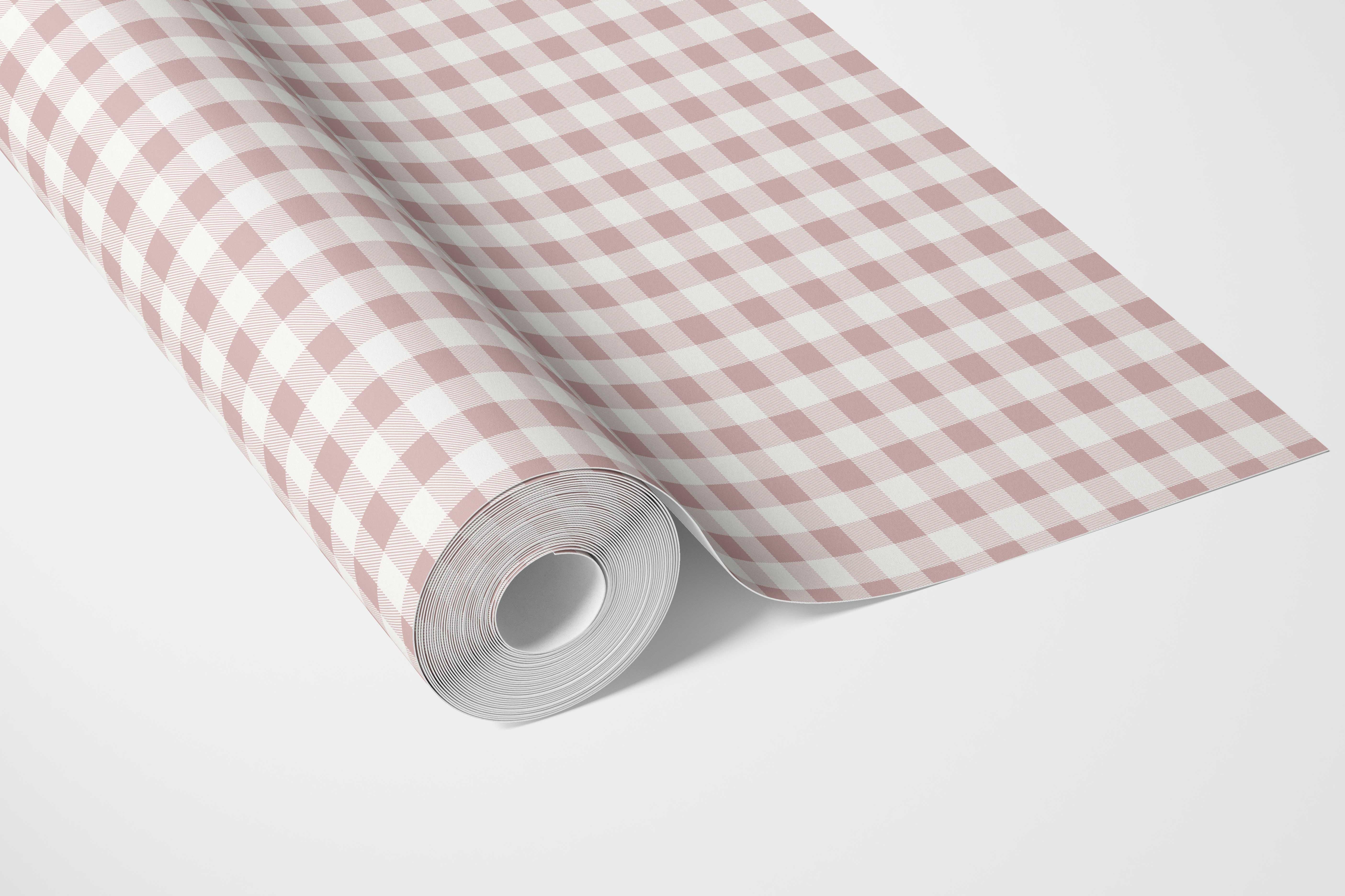 Gingham Checkered Bathroom Wallpaper Sample (Pink)