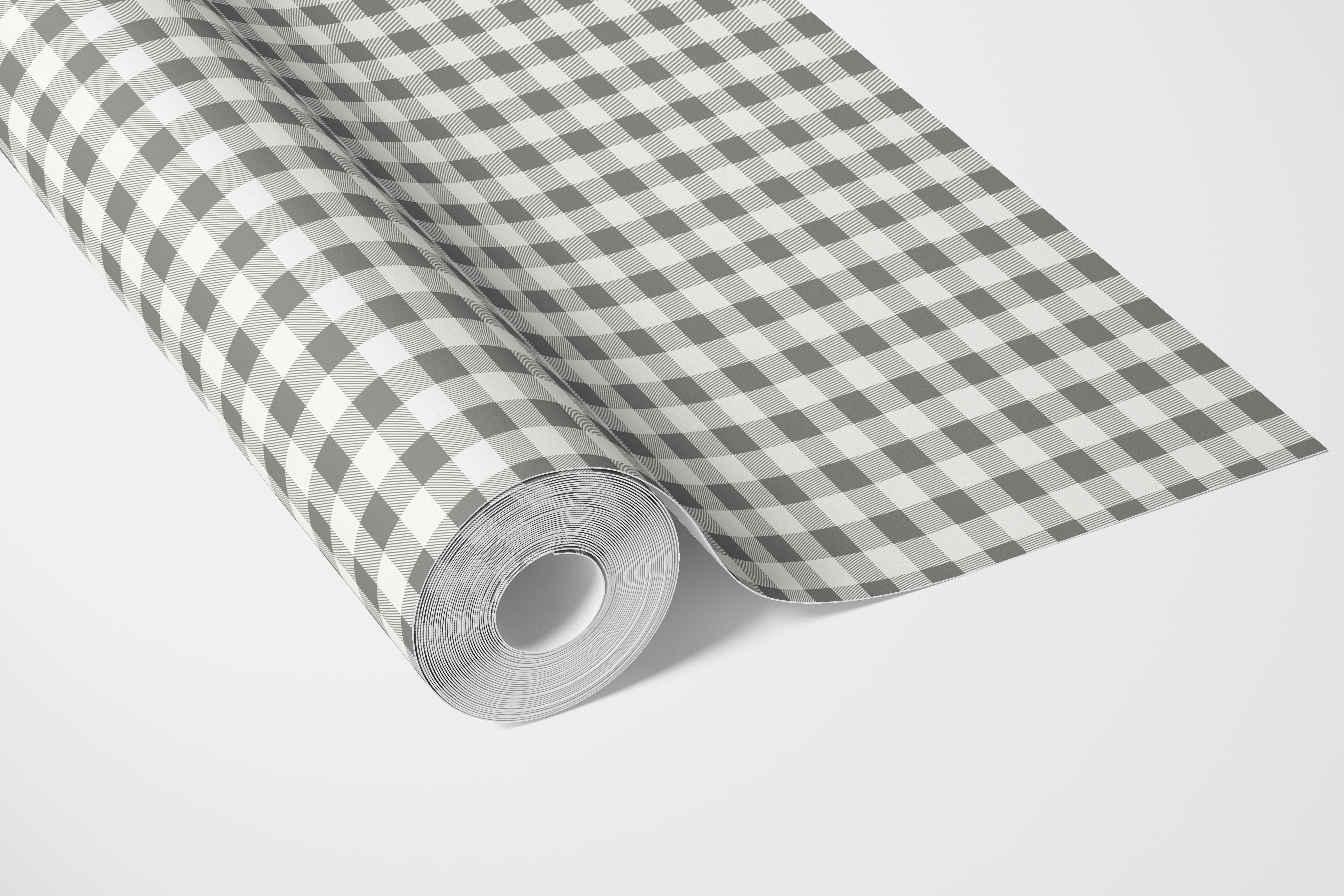 Neutral Gingham Checkered Bathroom Wallpaper Sample (Gray)
