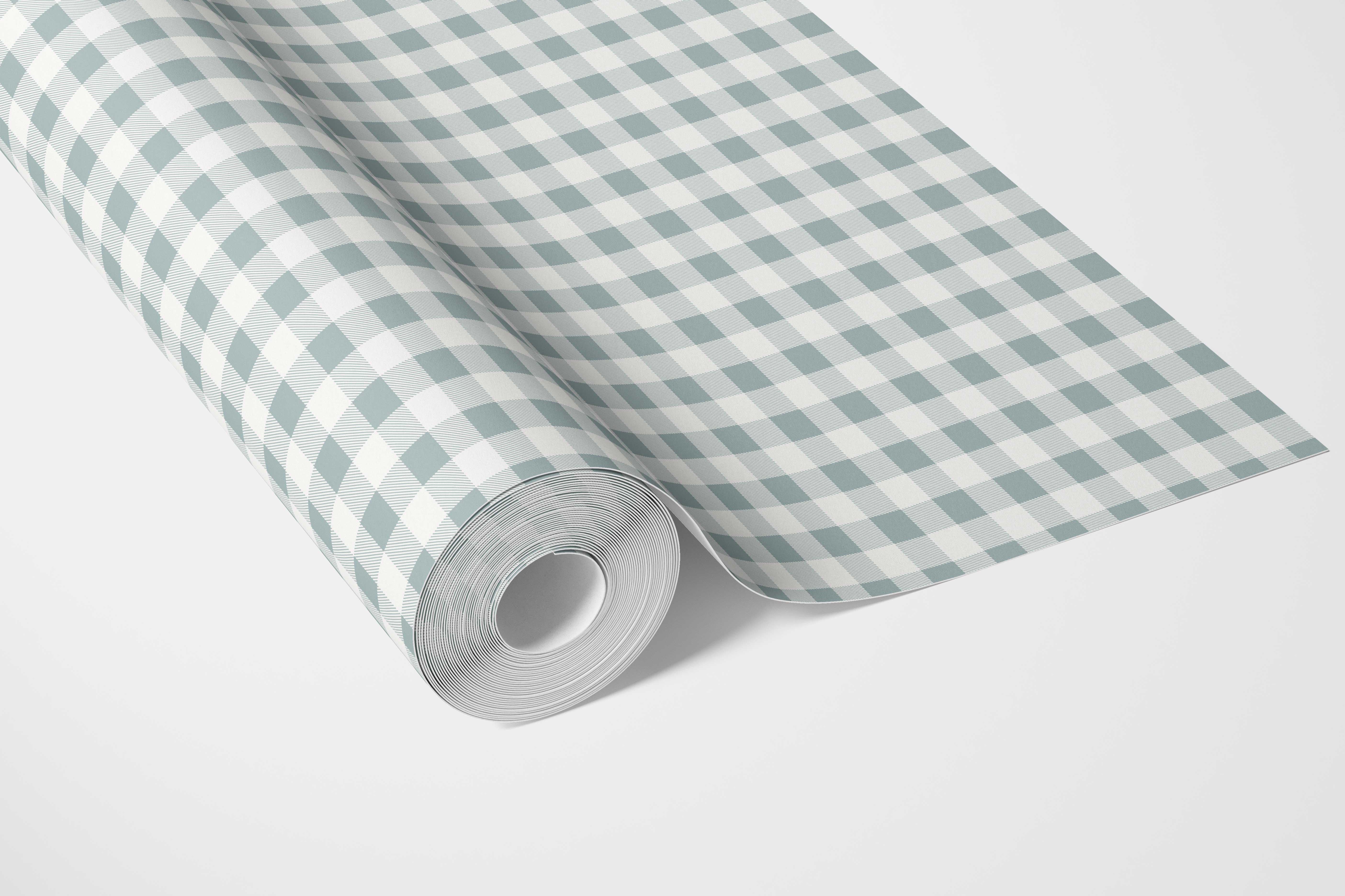 Gingham Checkered Bathroom Wallpaper Sample (Pastel Blue)
