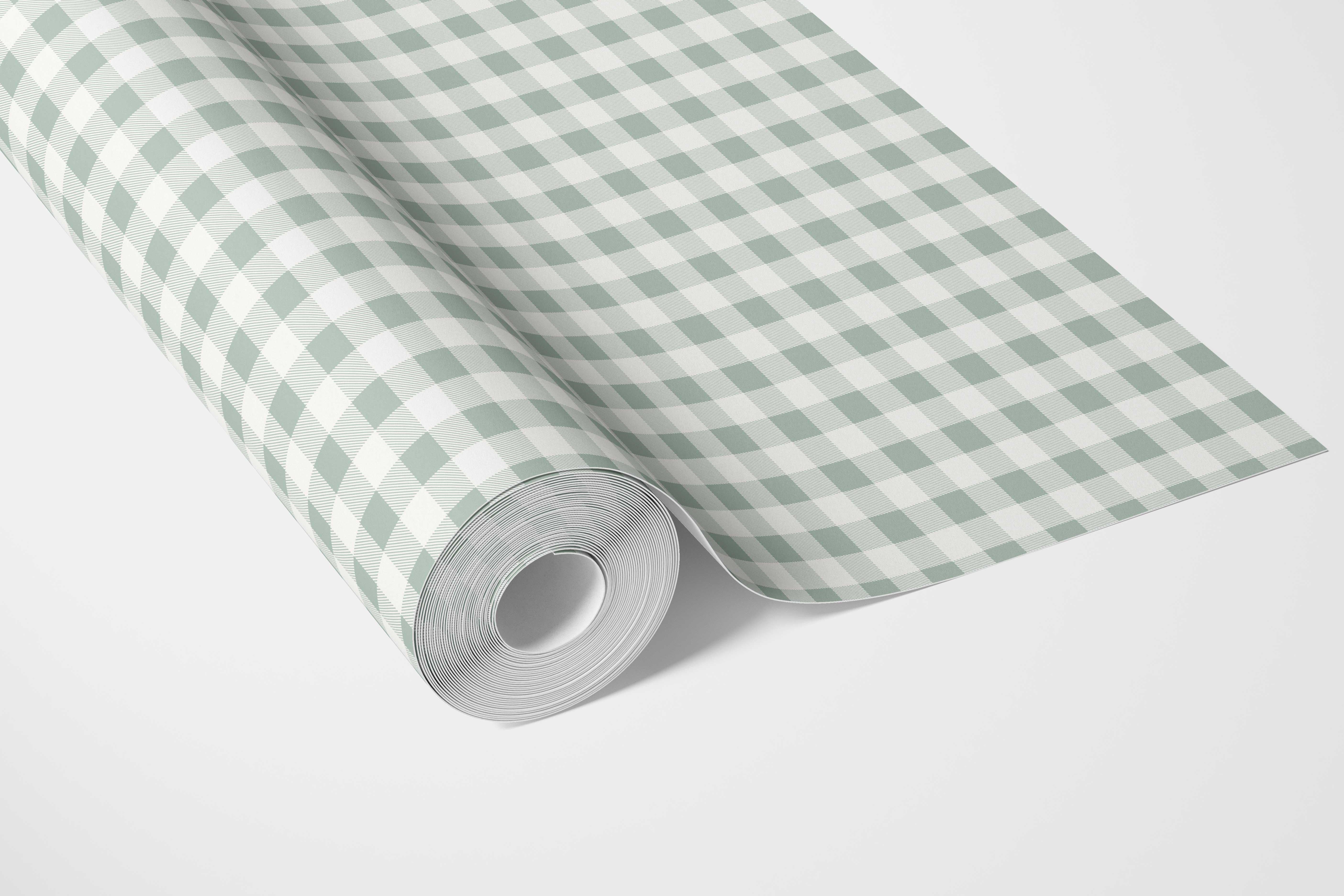 Gingham Checkered Bathroom Wallpaper (Duck Egg Blue)
