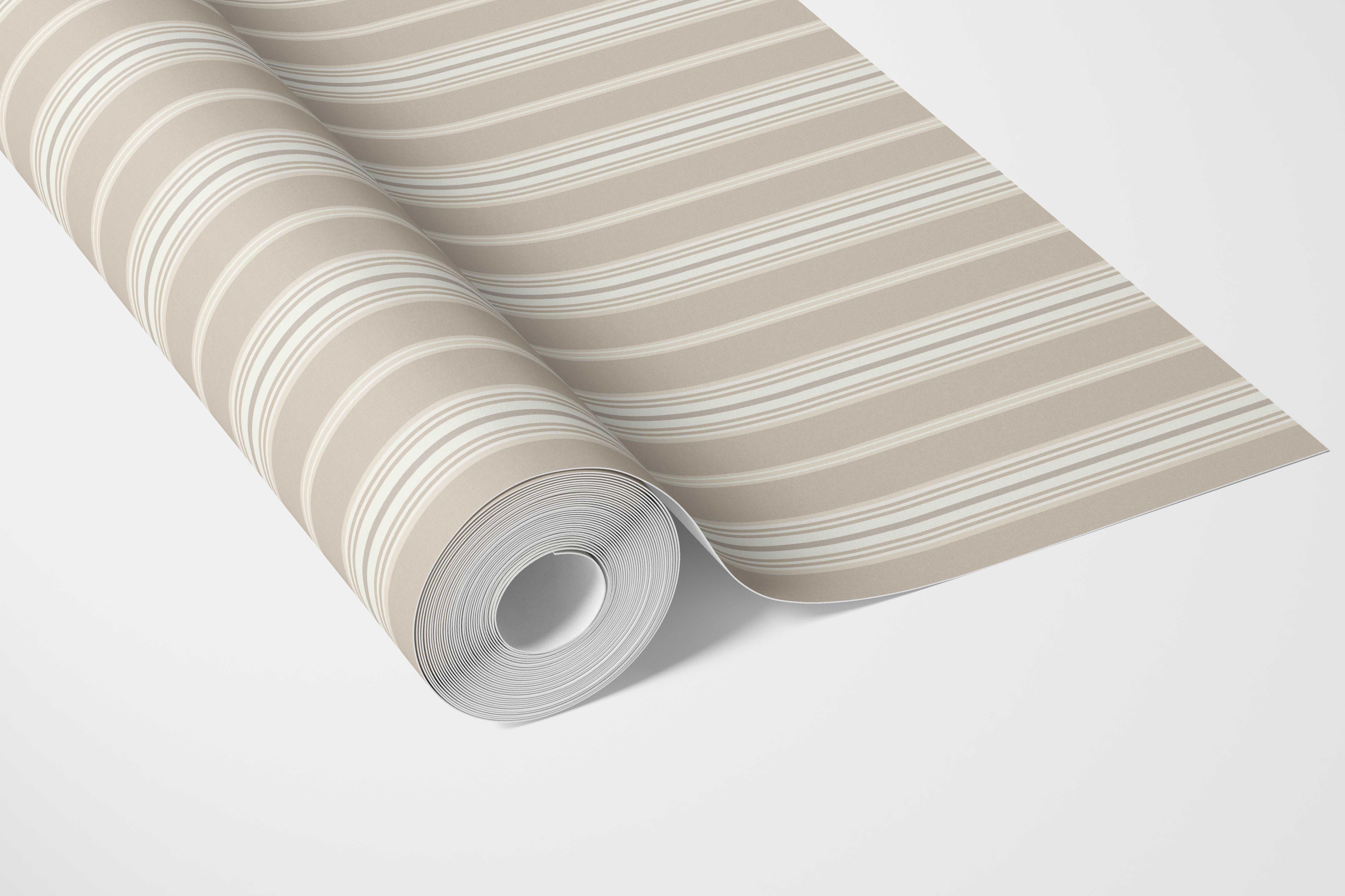 Neutral Geometric Striped Nursery Wallpaper (Beige/ Brown/ Warm Gray)
