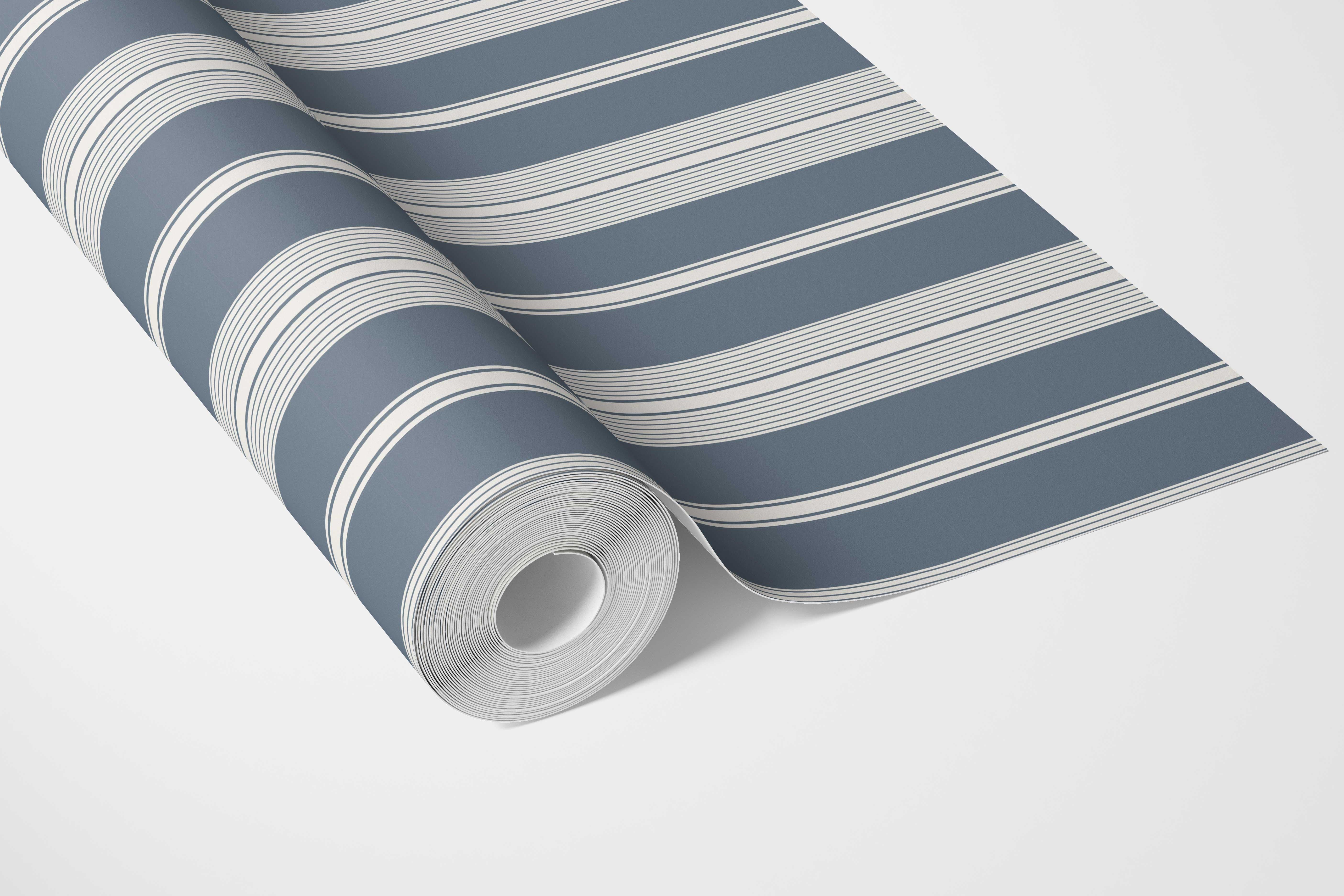 Geometric Striped Nursery Wallpaper Sample (Slate Gray/ Blue)