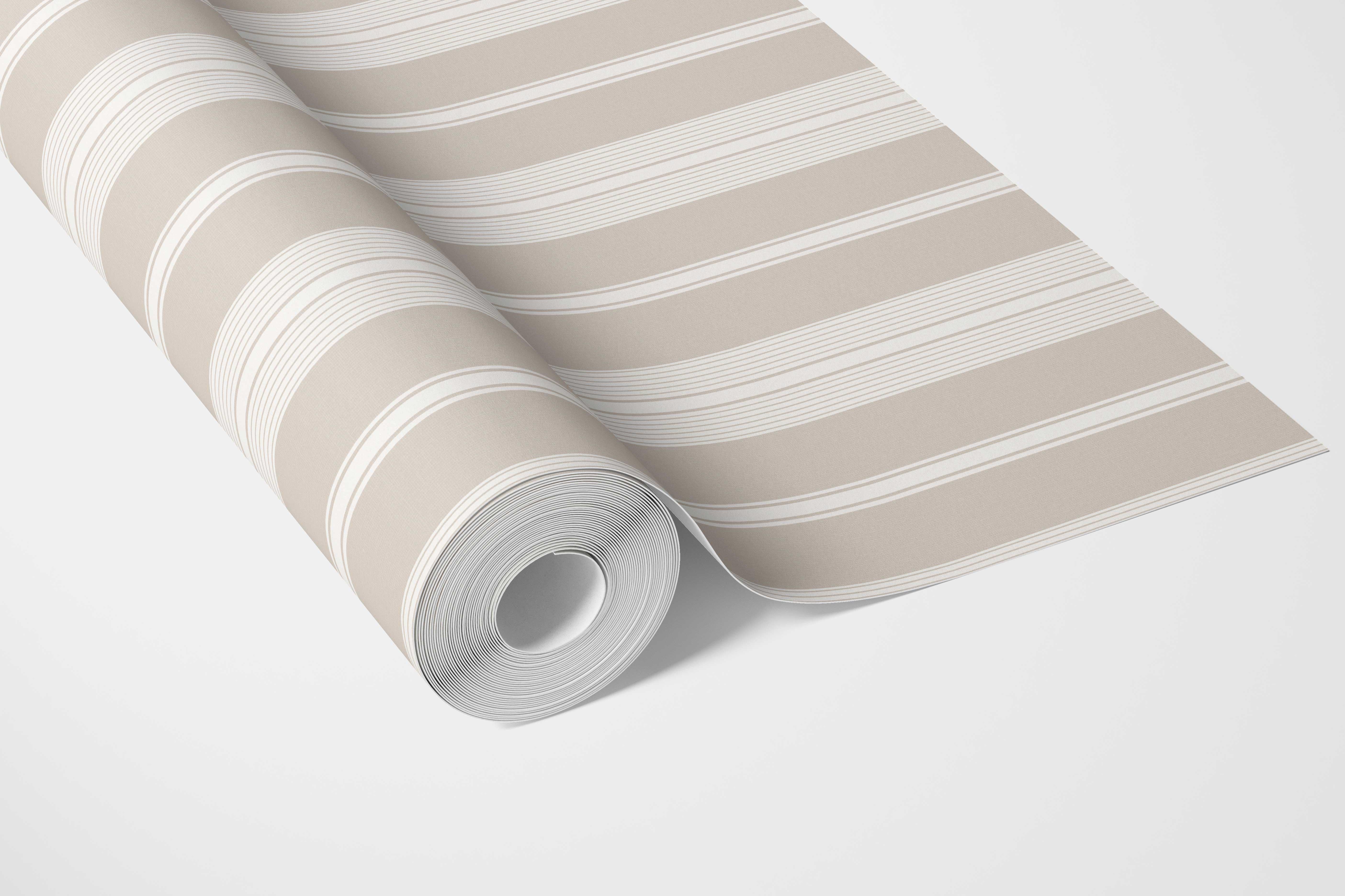 Neutral Geometric Striped Nursery Wallpaper (Soft Taupe/ Beige/ Gray)