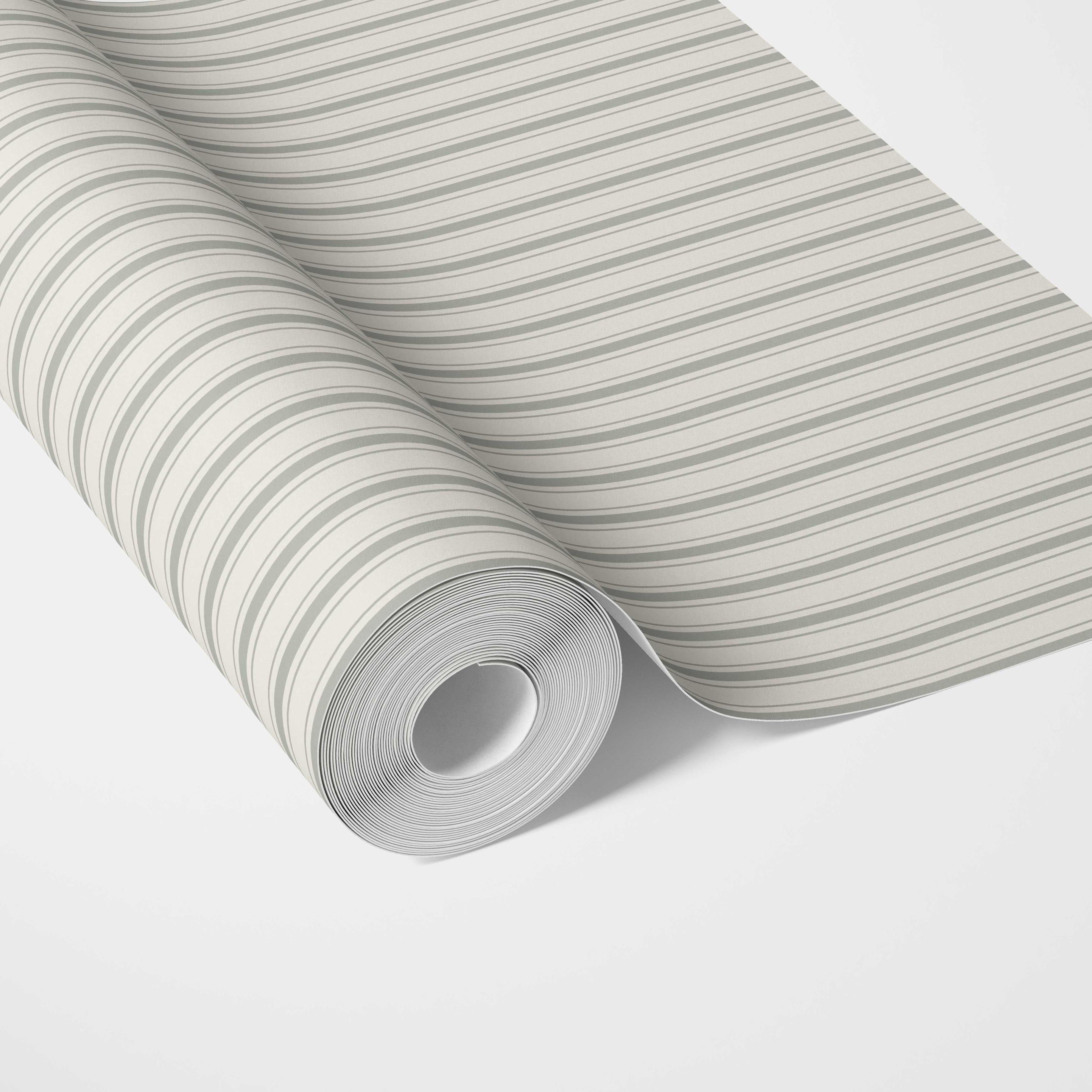 Neutral Geometric Striped Traditional Wallpaper Sample (Sage Gray)