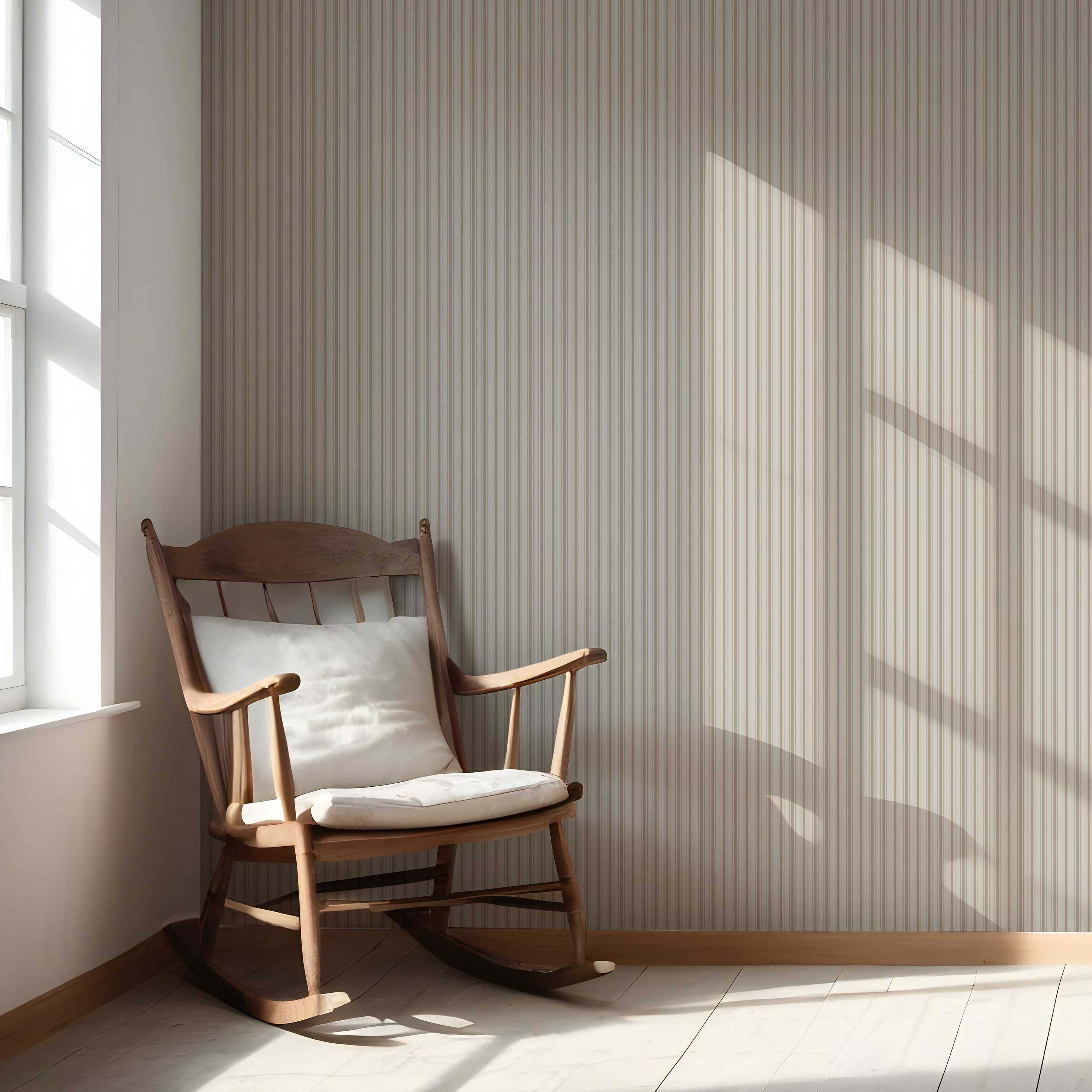 Neutral Geometric Striped Nursery Wallpaper (Beige/ Brown/ Warm Gray)