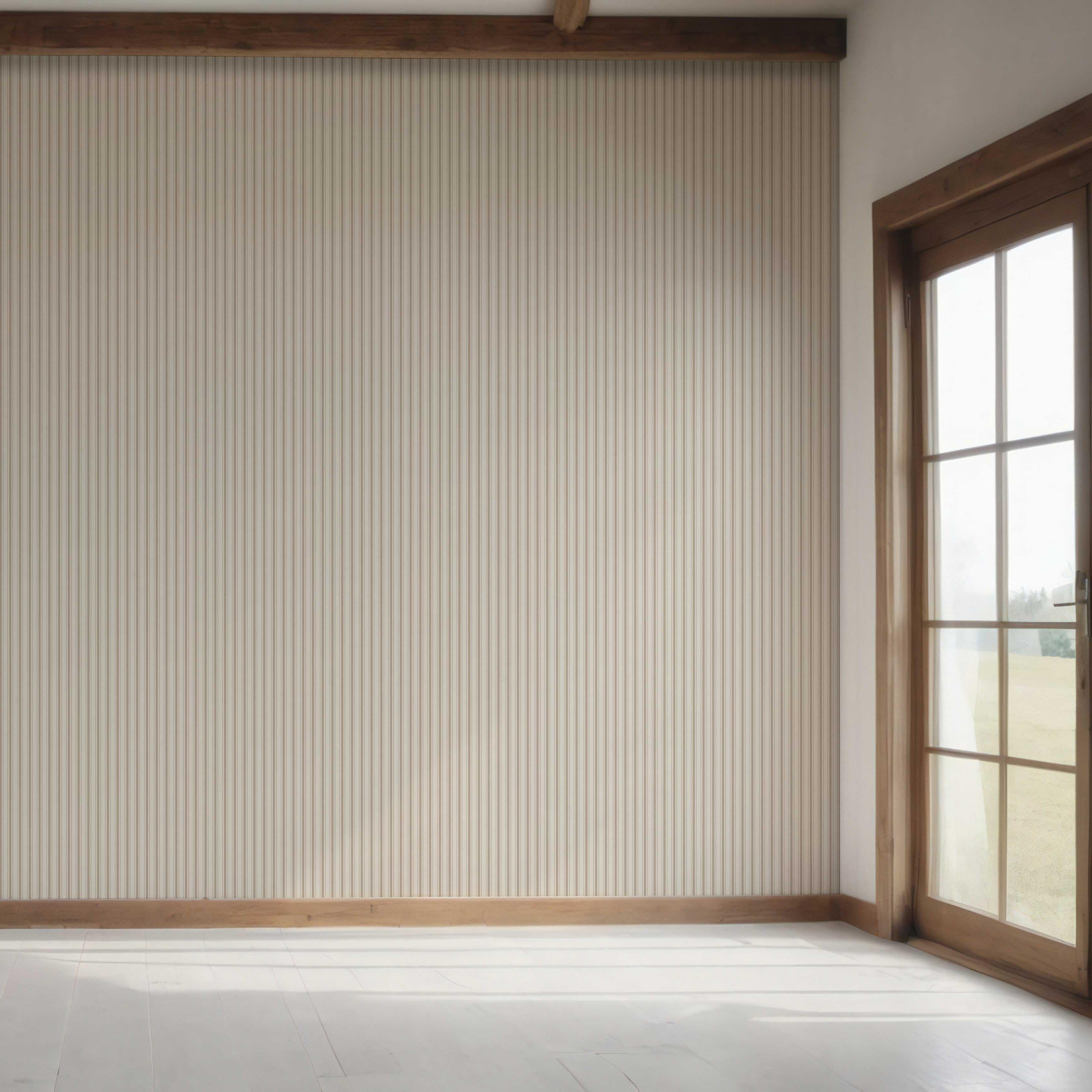 Neutral Geometric Striped Bedroom Wallpaper Sample (Beige/ Brown/ Warm Gray)