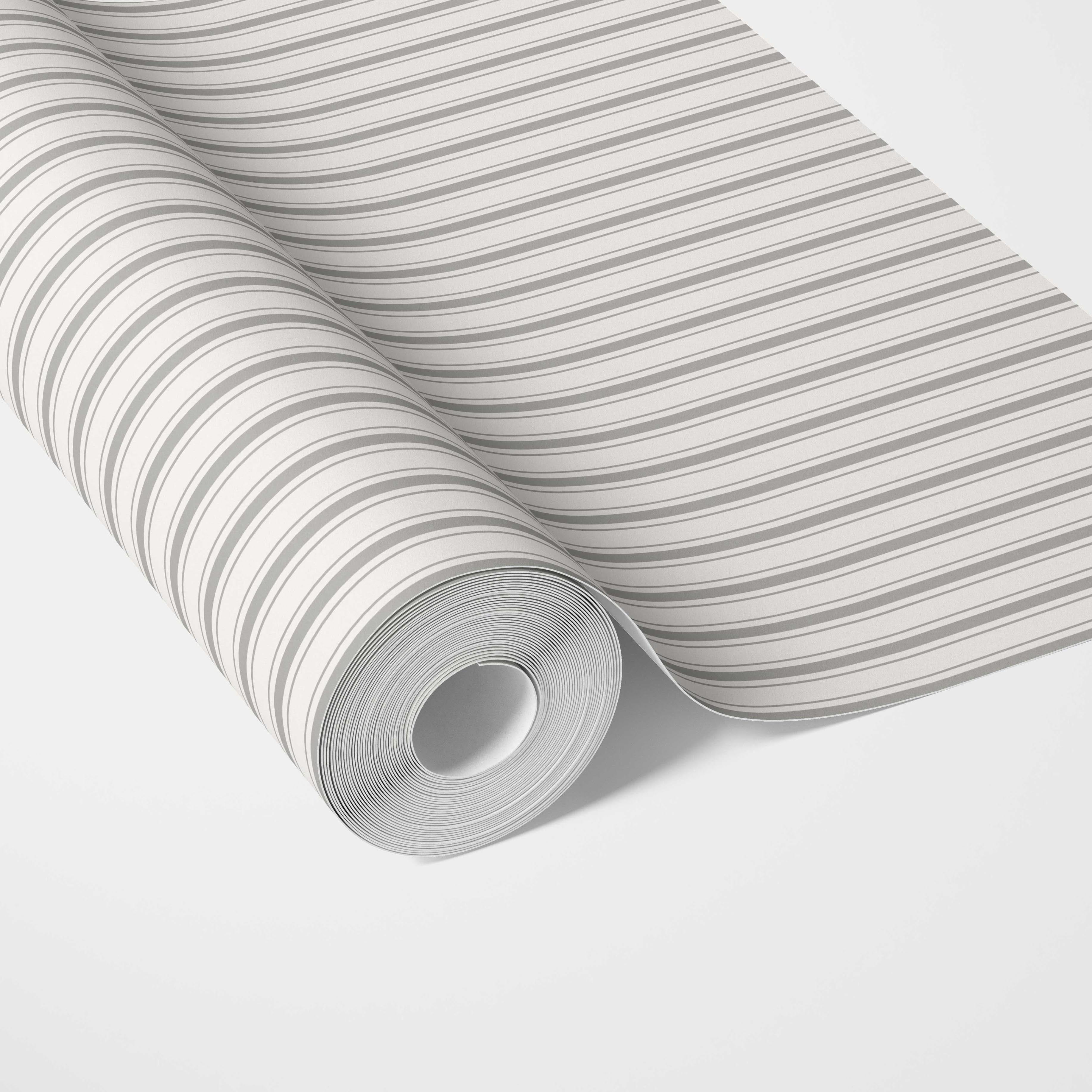 Neutral Geometric Striped Traditional Wallpaper Sample (Light Gray)