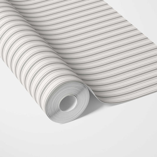 Neutral Geometric Striped Traditional Wallpaper Sample (Light Gray)