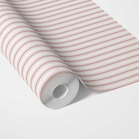 Geometric Striped Traditional Wallpaper Sample (Pastel Pink)