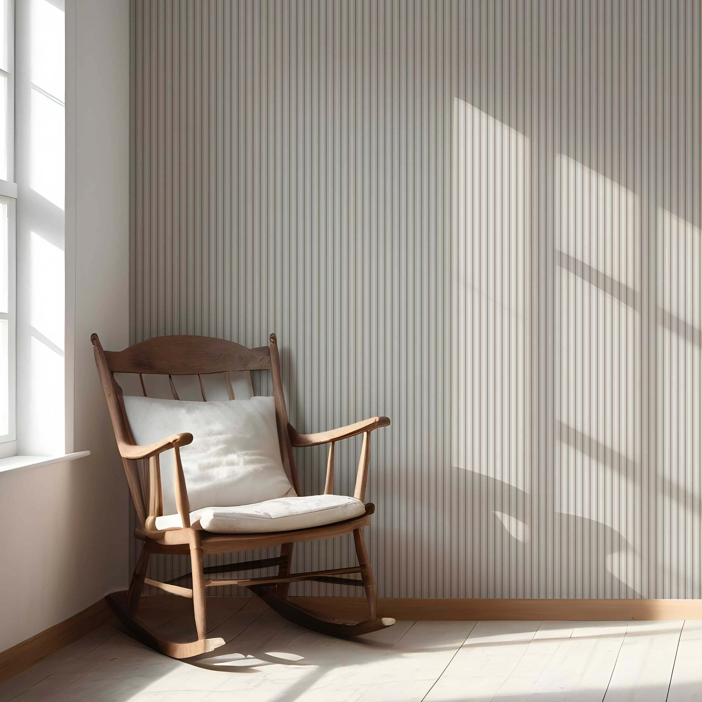 Neutral Geometric Striped Nursery Wallpaper Sample (Greige/ Beige/ Warm Gray)