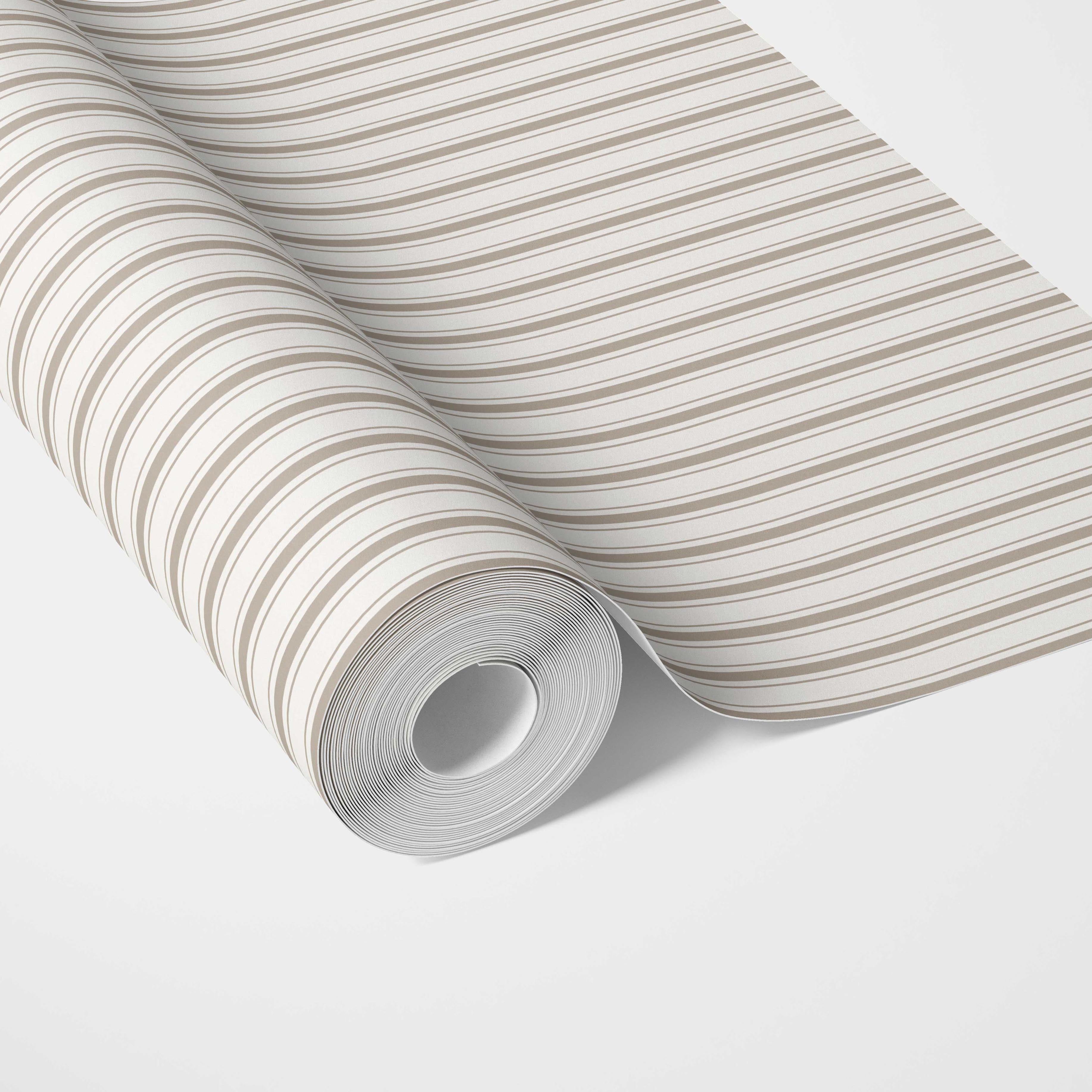 Neutral Geometric Striped Traditional Wallpaper Sample (Greige/ Beige/ Warm Gray)