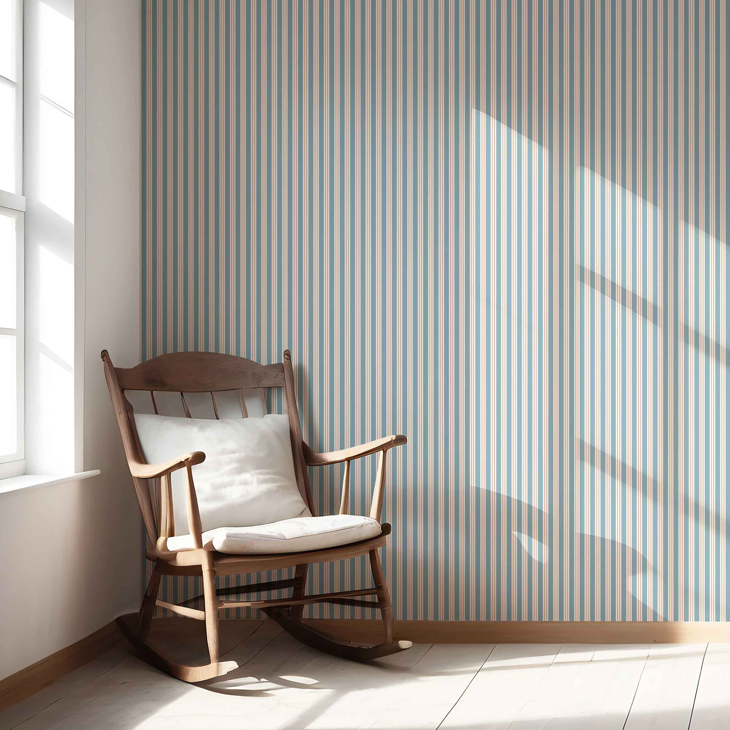 Geometric Striped Nursery Wallpaper (Blue)