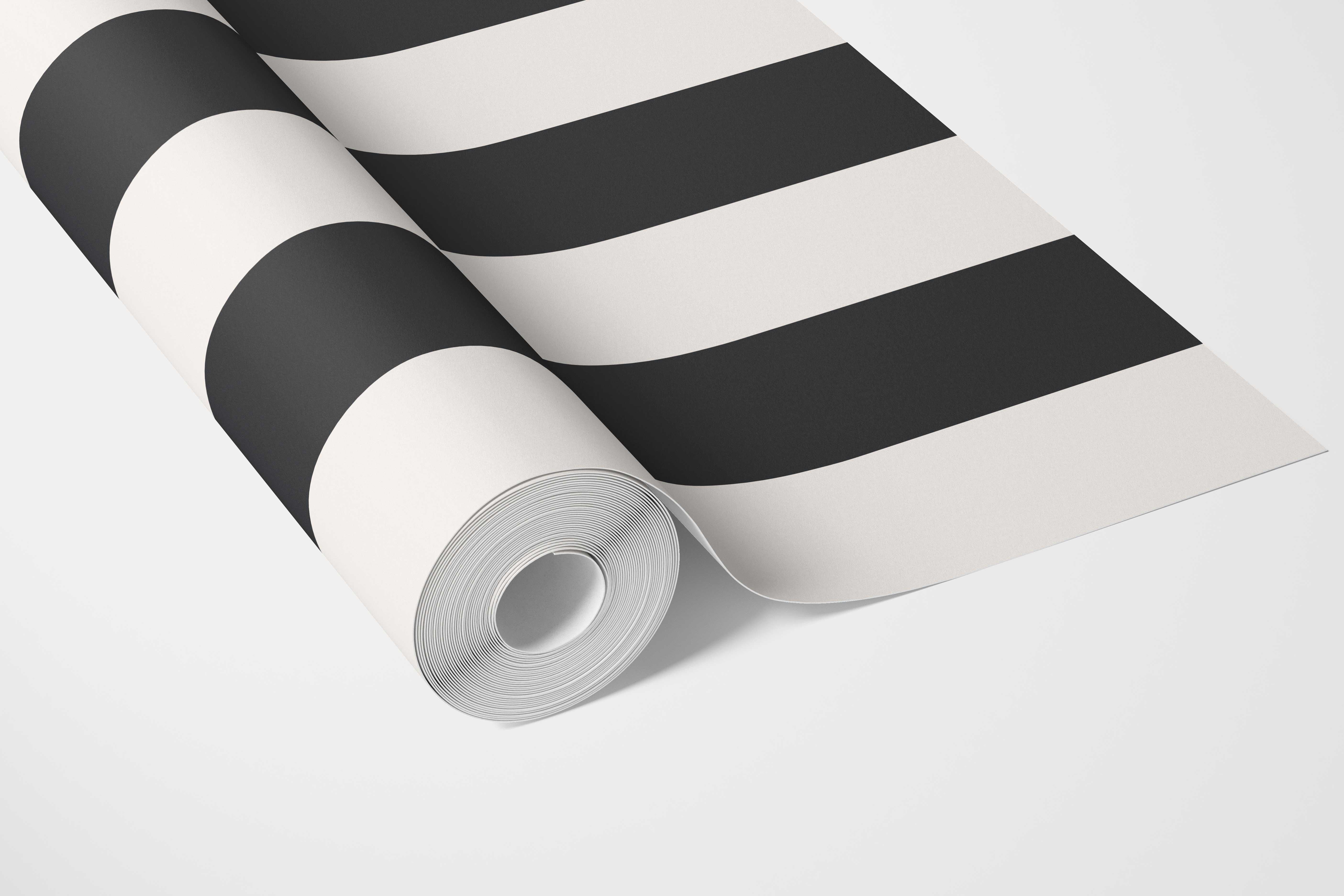 Neutral Geometric Striped Bathroom Wallpaper Sample (Black/ White)