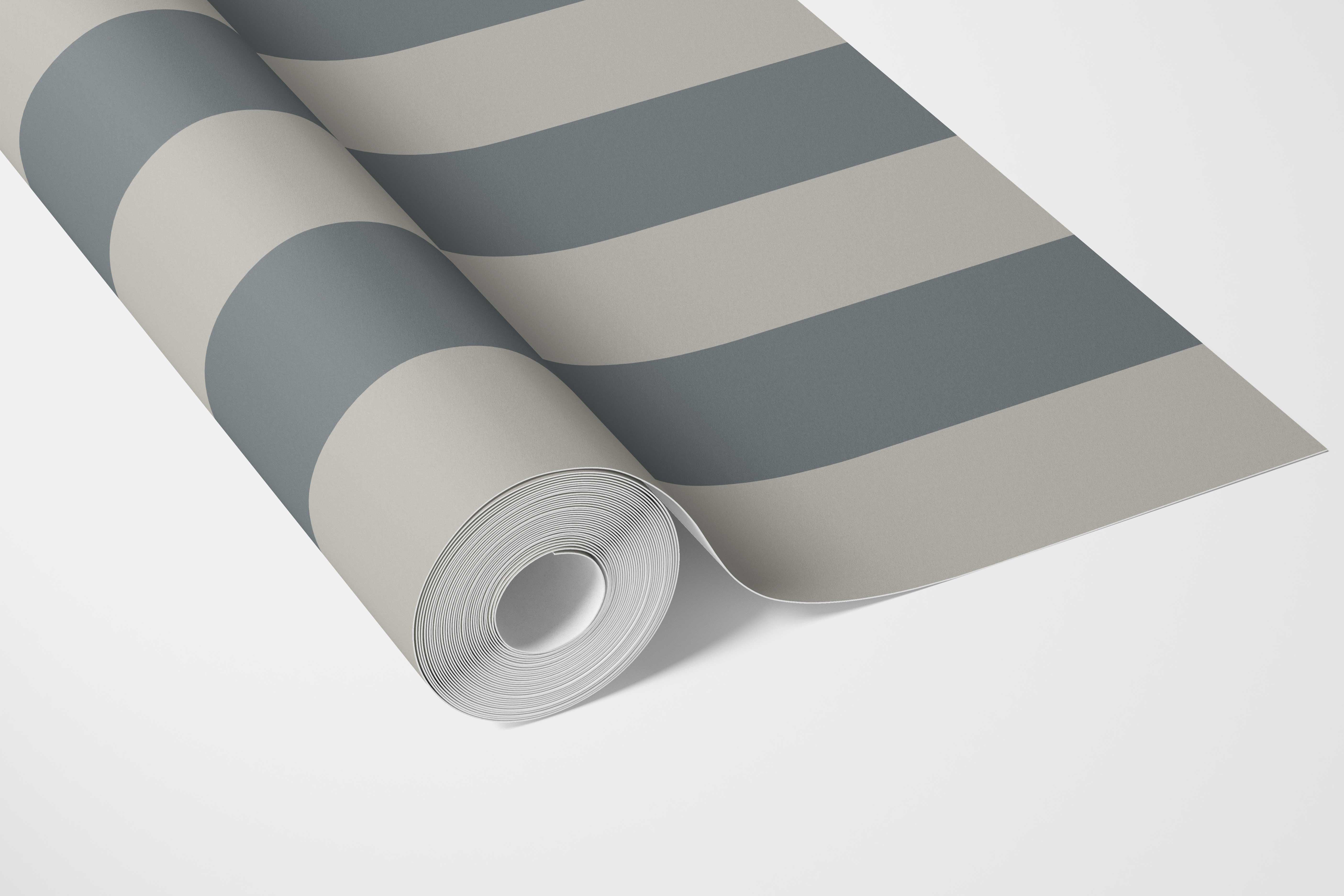 Neutral Geometric Striped Bathroom Wallpaper (Slate Blue/ Gray)
