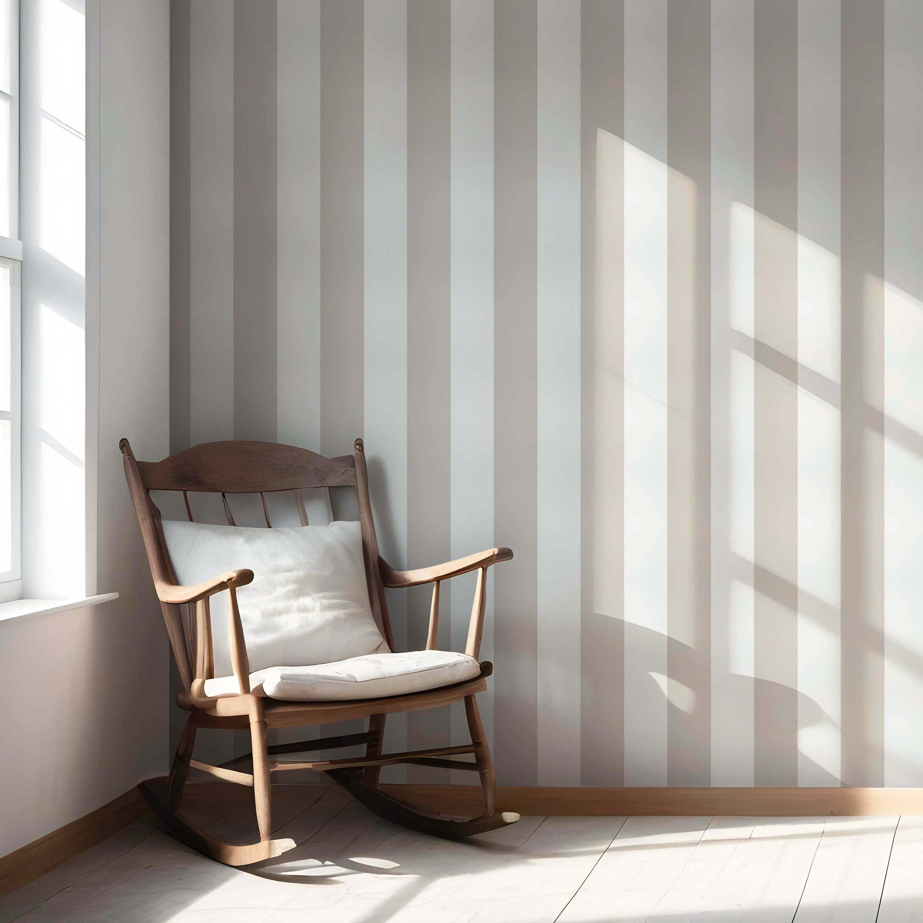 Neutral Geometric Striped Nursery Wallpaper Sample (Beige/ Greige/ White)