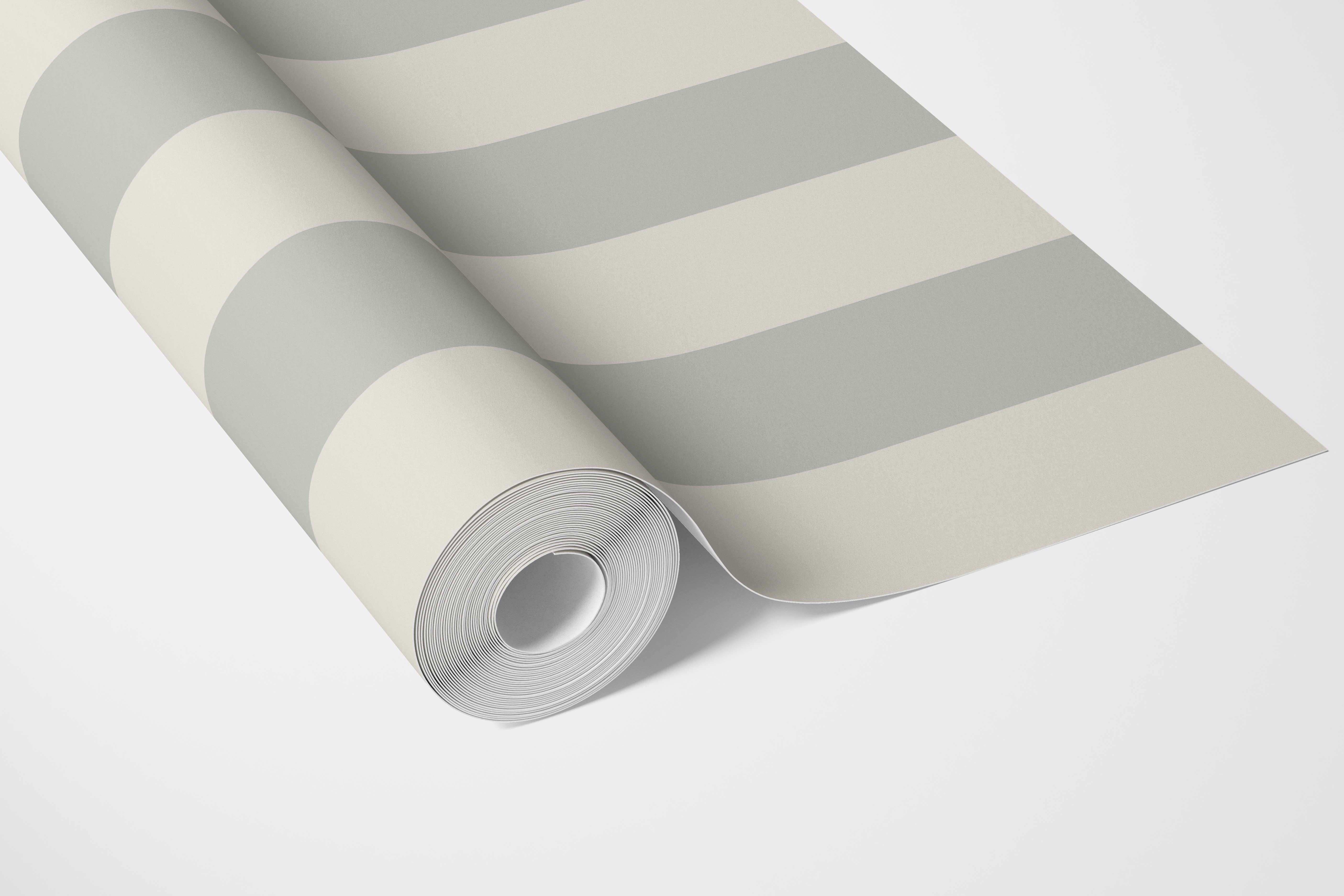 Neutral Geometric Striped Bathroom Wallpaper Sample (Sage Gray/ Cream)