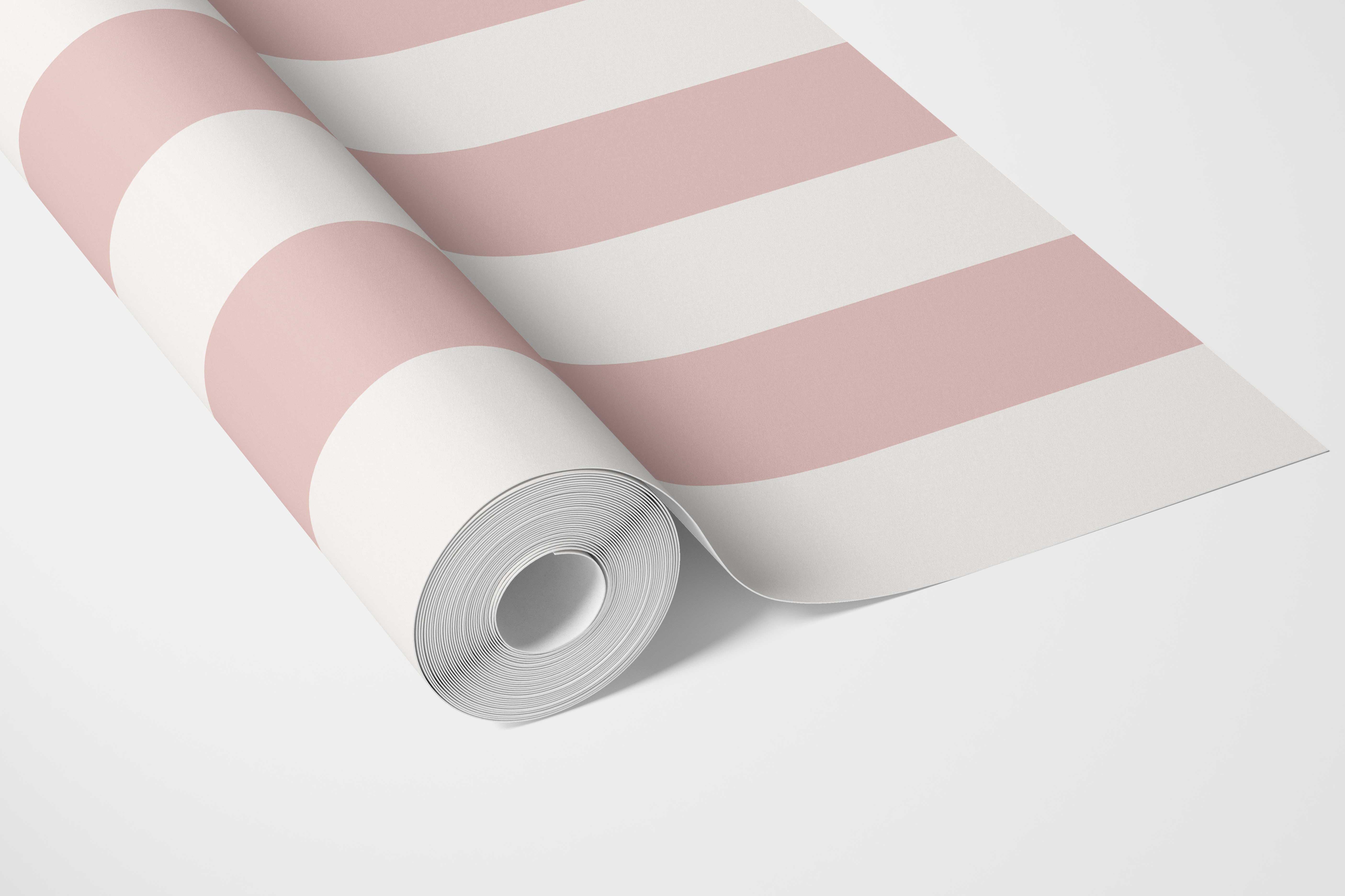 Geometric Striped Bathroom Wallpaper Sample (Blush Pink/ White)
