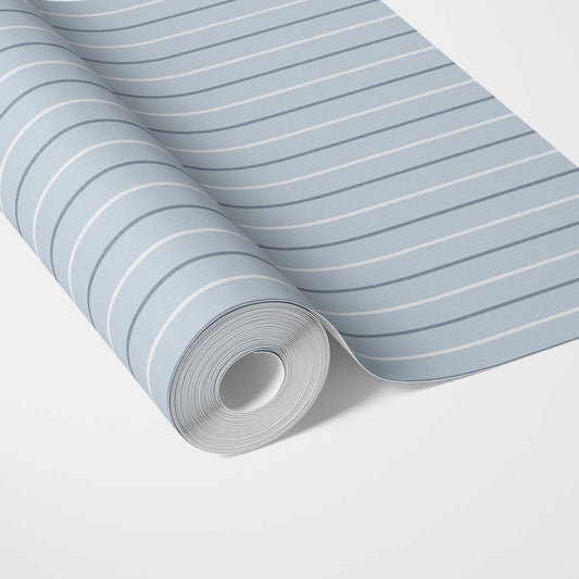 Geometric Striped Traditional Wallpaper Sample (Blue)