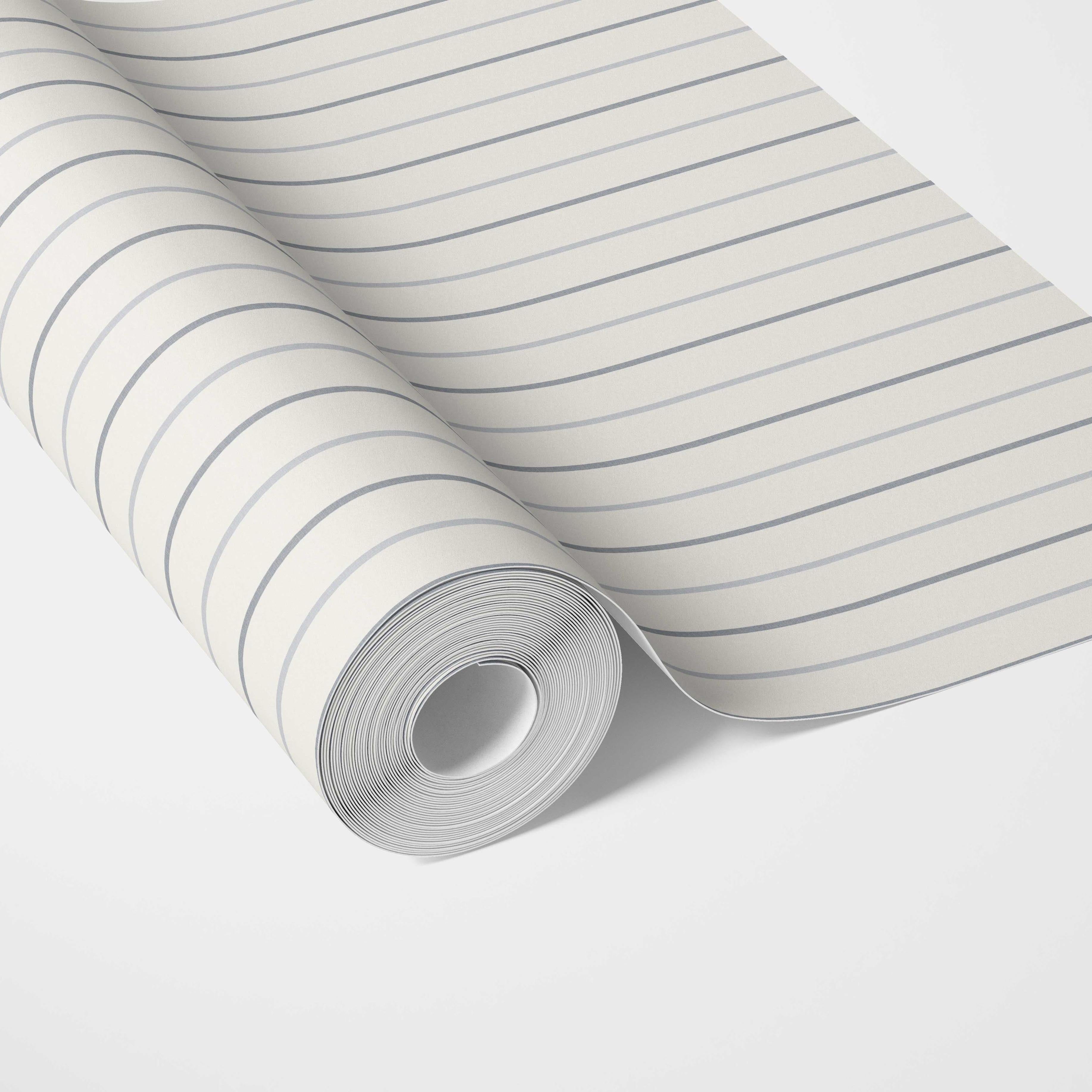 Neutral Geometric Striped Traditional Wallpaper Sample (Cream/ White/ Gray)
