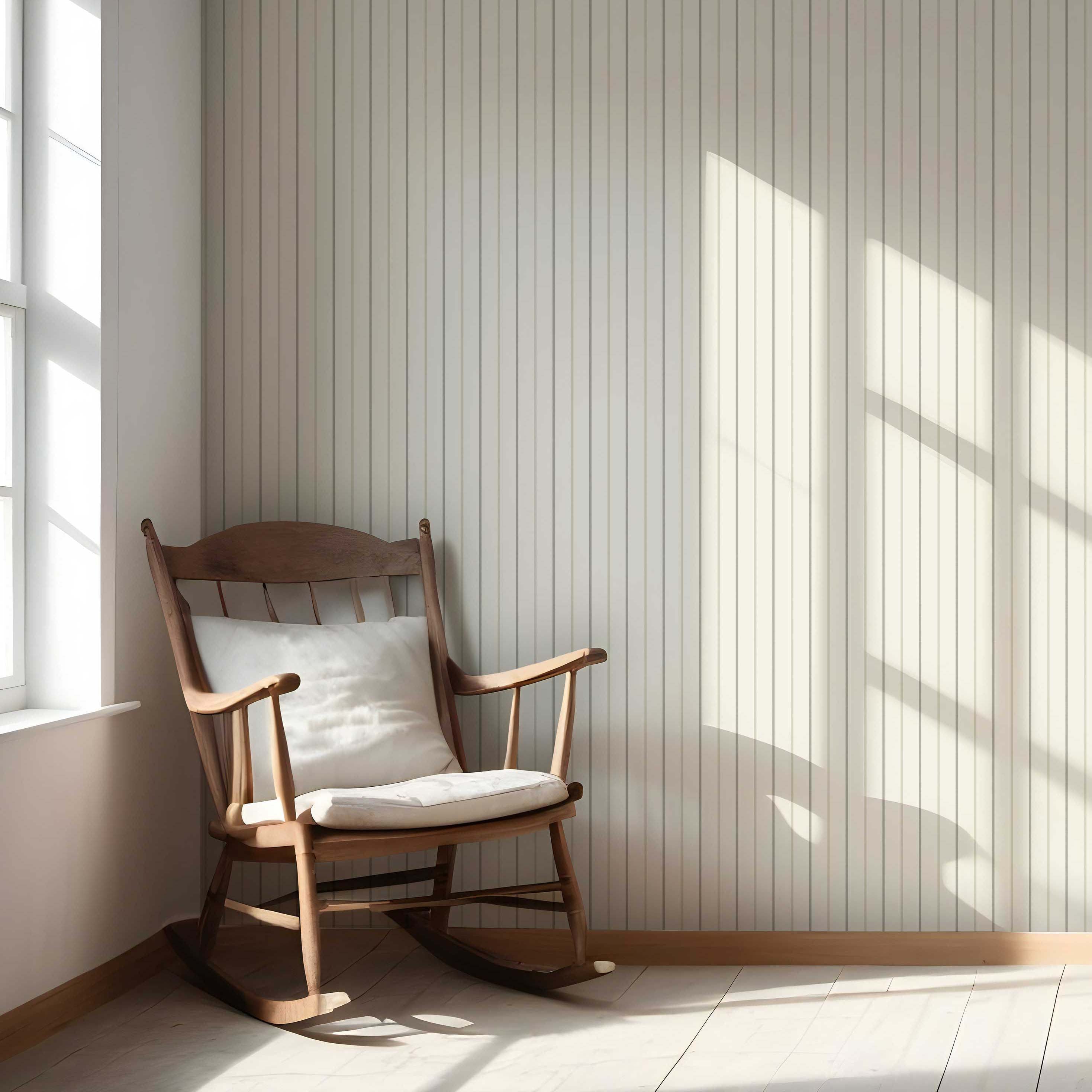 Neutral Geometric Striped Nursery Wallpaper Sample (Sage Gray/ Beige/ Cream)