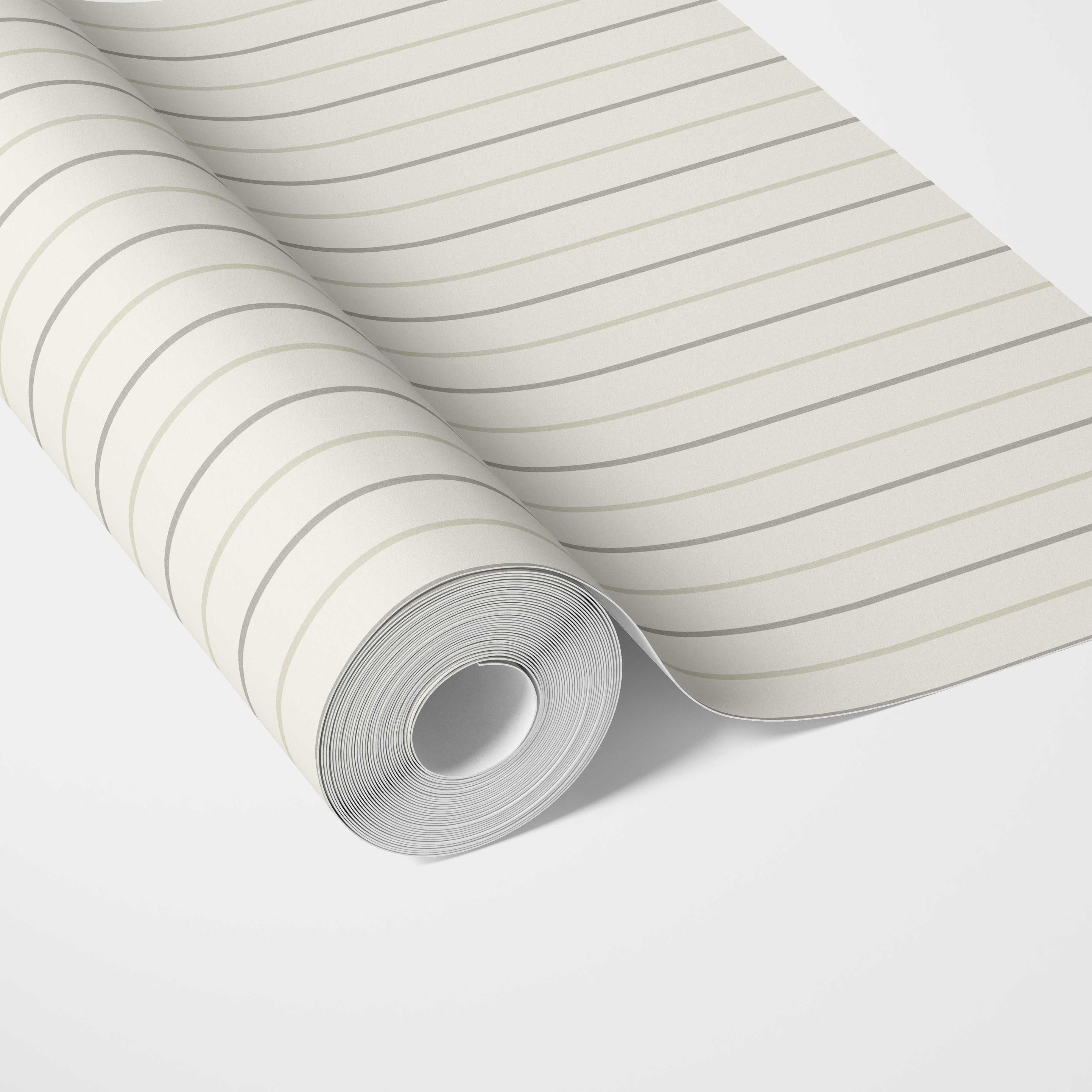 Neutral Geometric Striped Traditional Wallpaper (Sage Gray/ Beige/ Cream)