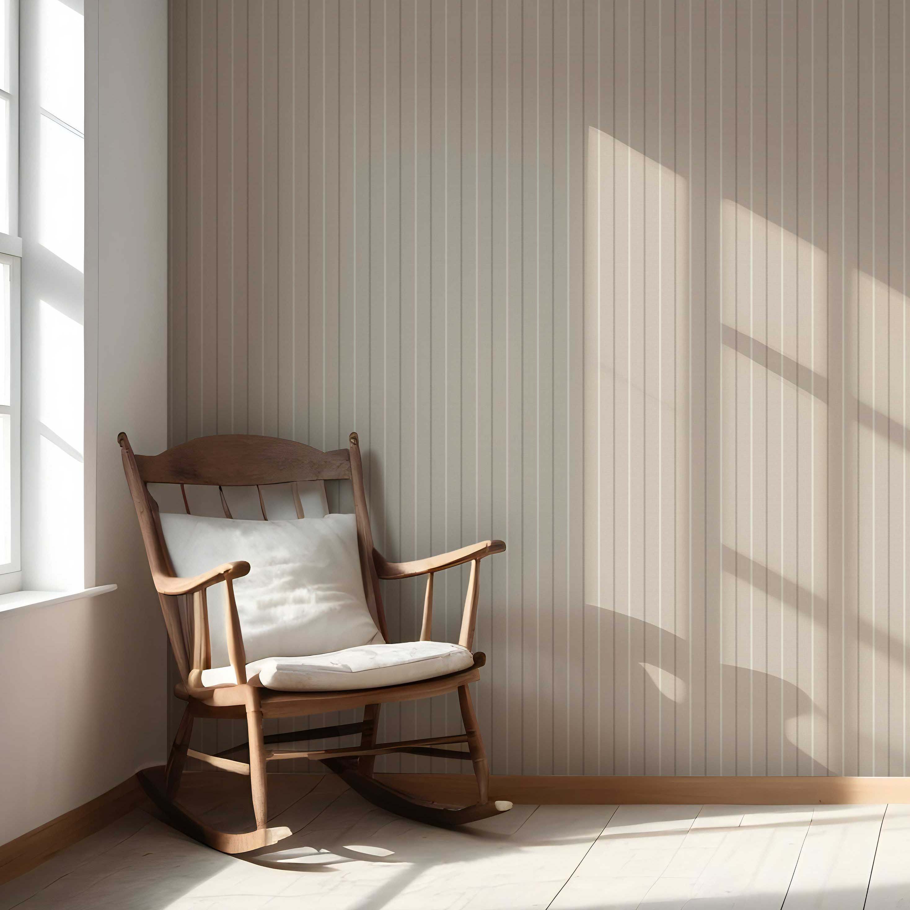 Neutral Geometric Striped Nursery Wallpaper Sample (Neutral Brown/ Beige)