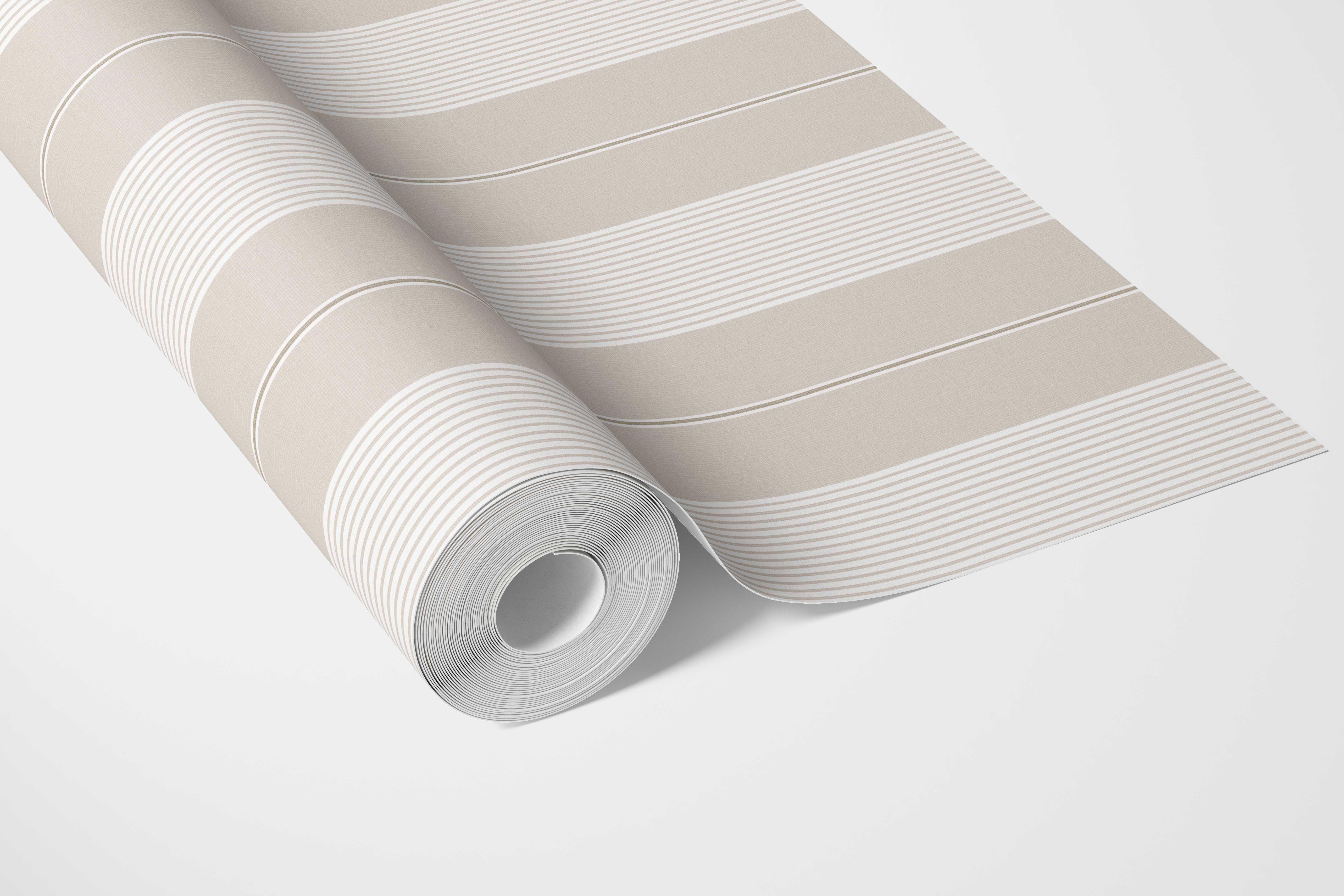 Neutral Geometric Striped Bathroom Wallpaper (Beige/ Greige/ Warm Gray)