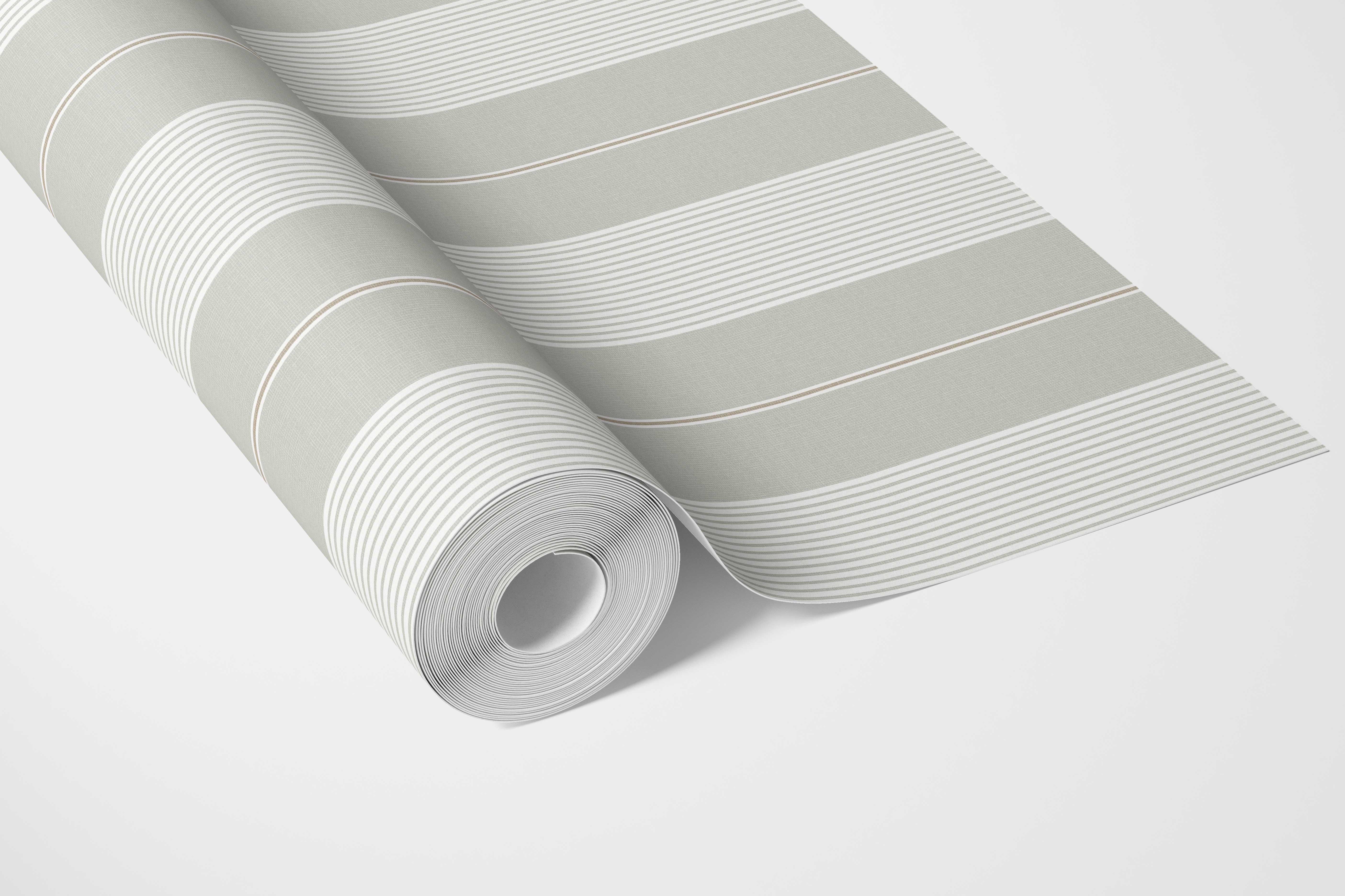 Neutral Geometric Striped Bathroom Wallpaper (Gray-Green)