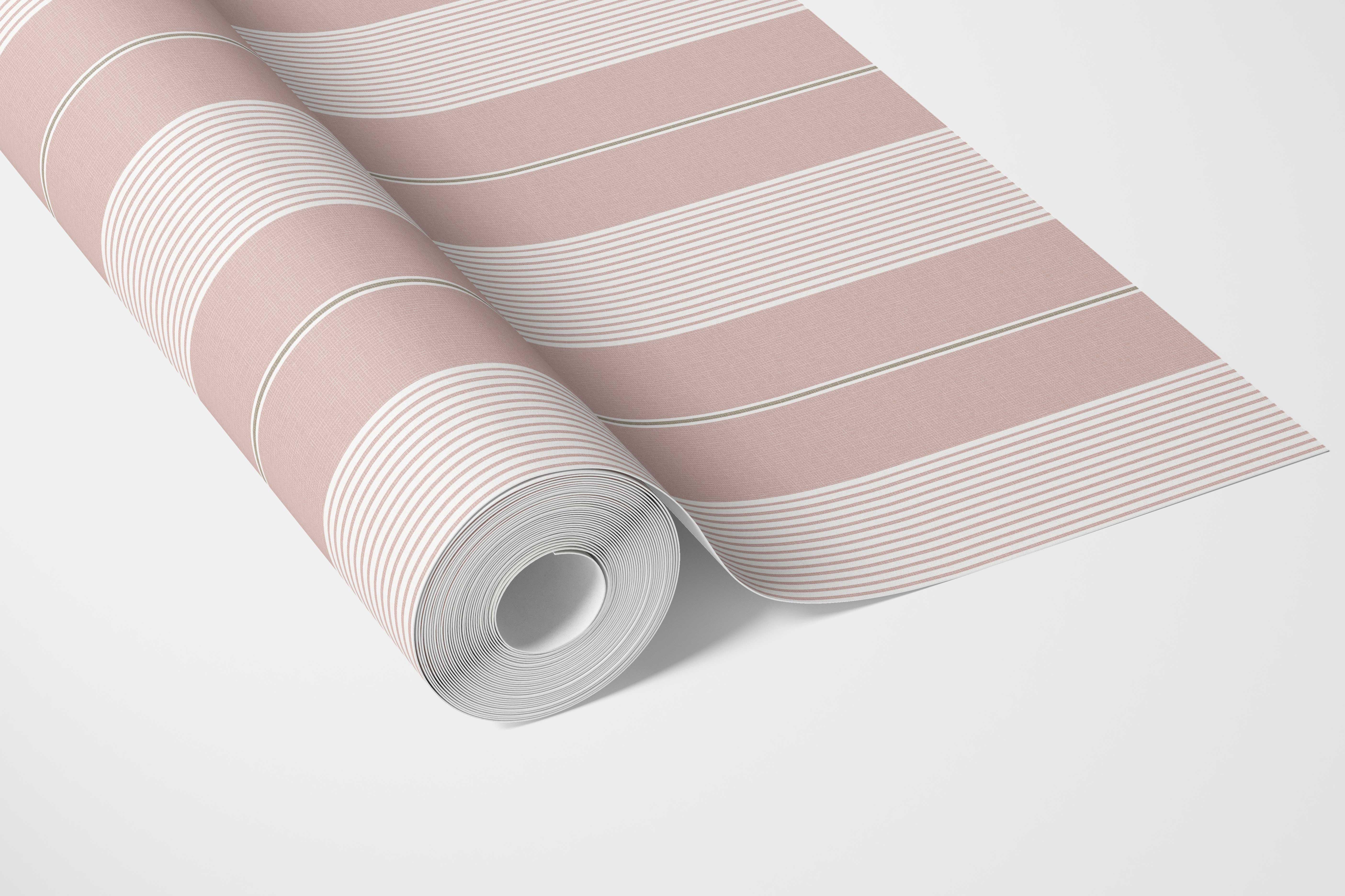 Geometric Striped Bathroom Wallpaper Sample (Pink)