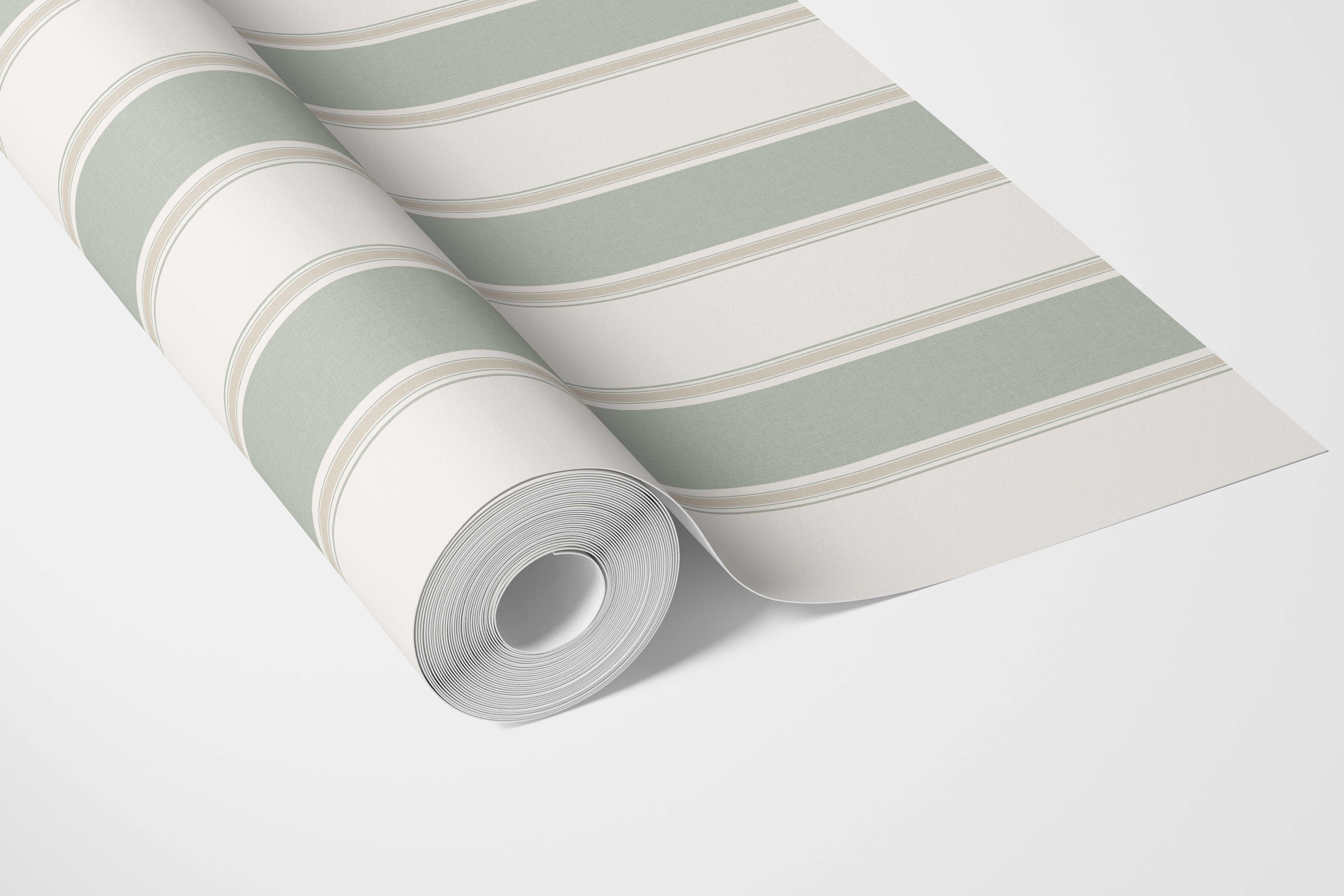 Geometric Striped Bathroom Wallpaper Sample (Sage Green)
