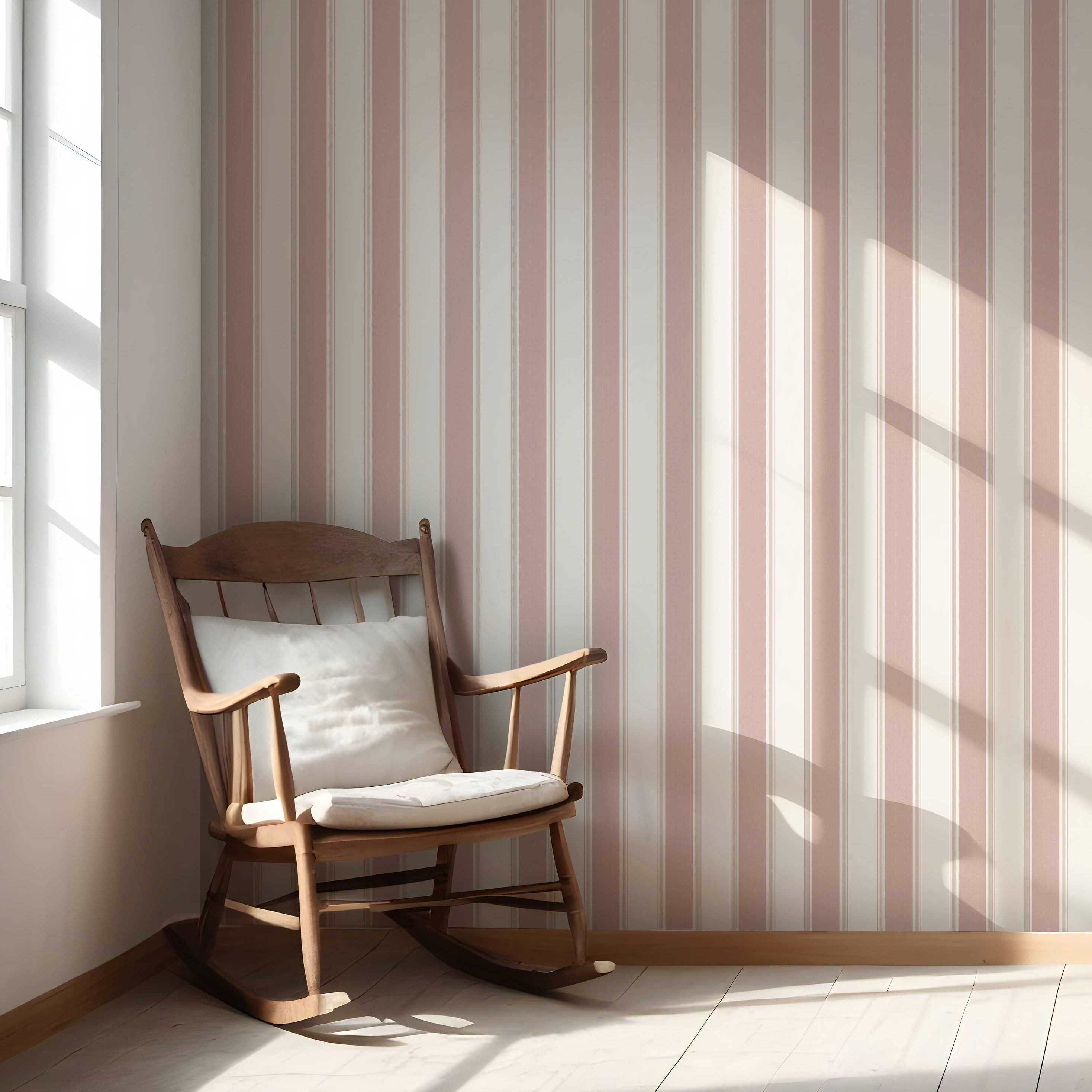 Geometric Striped Nursery Wallpaper Sample (Blush Pink)
