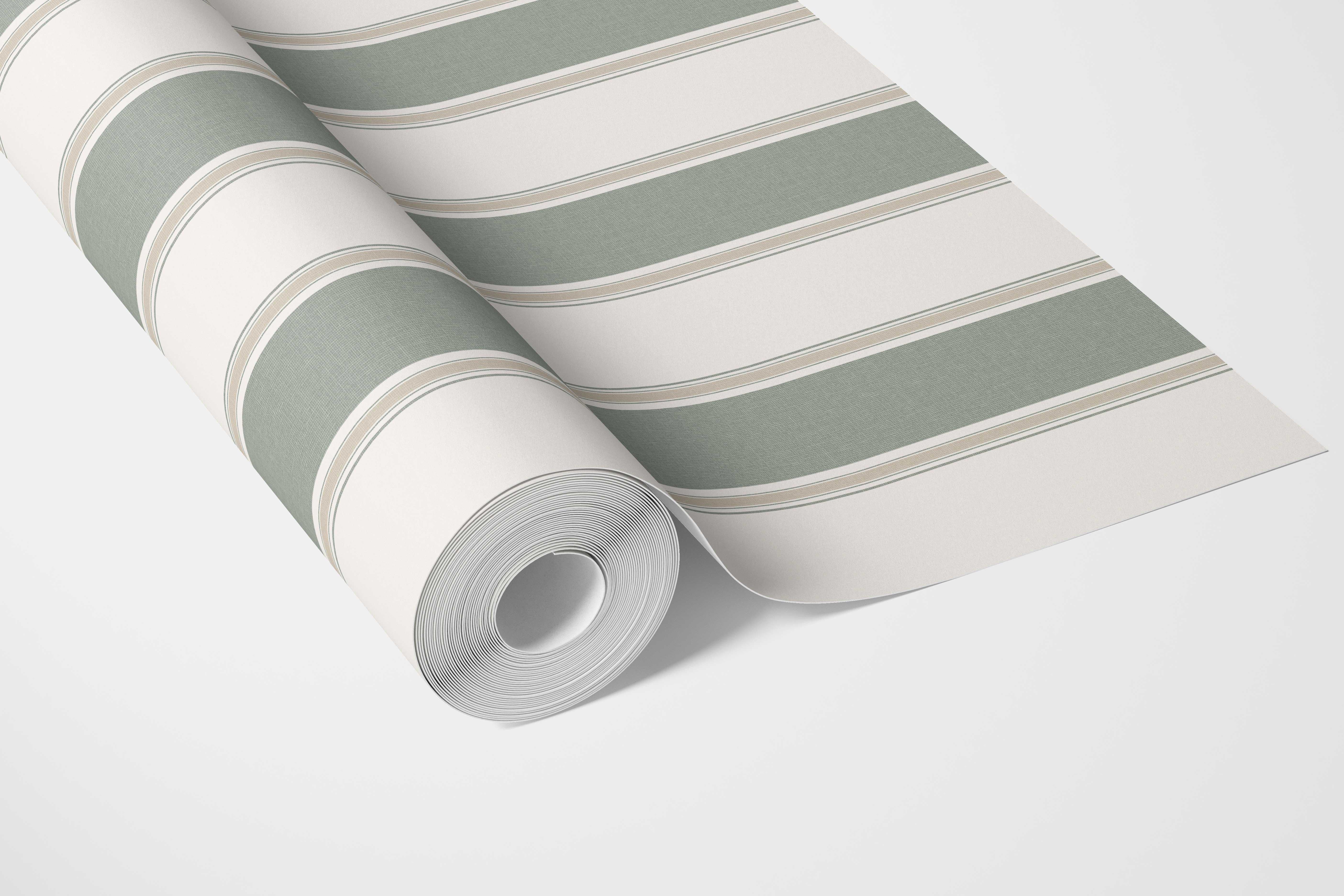 Geometric Striped Bathroom Wallpaper Sample (Gray-Green)