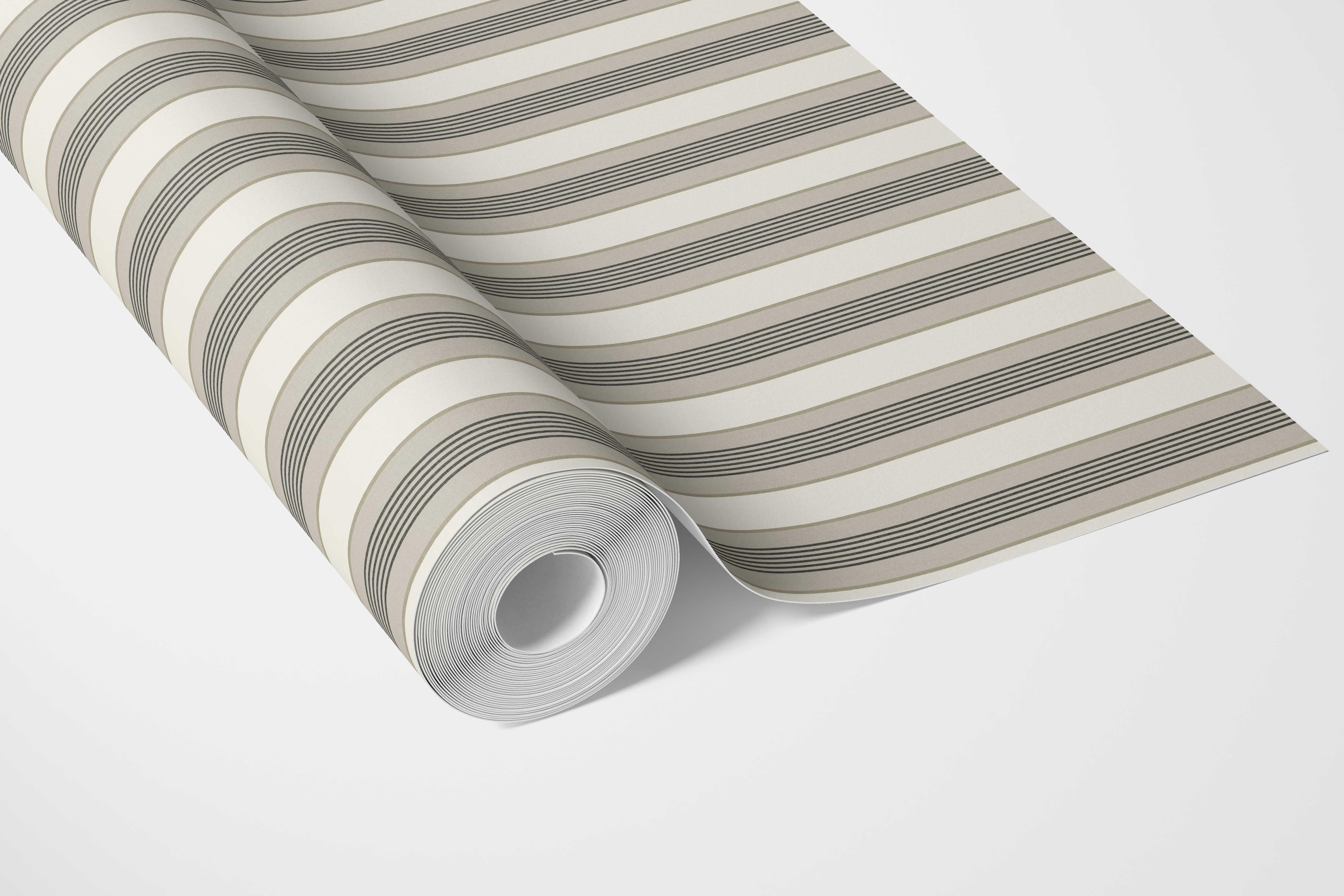 Neutral Geometric Striped Bathroom Wallpaper (Brown/ Beige/ Taupe Gray)