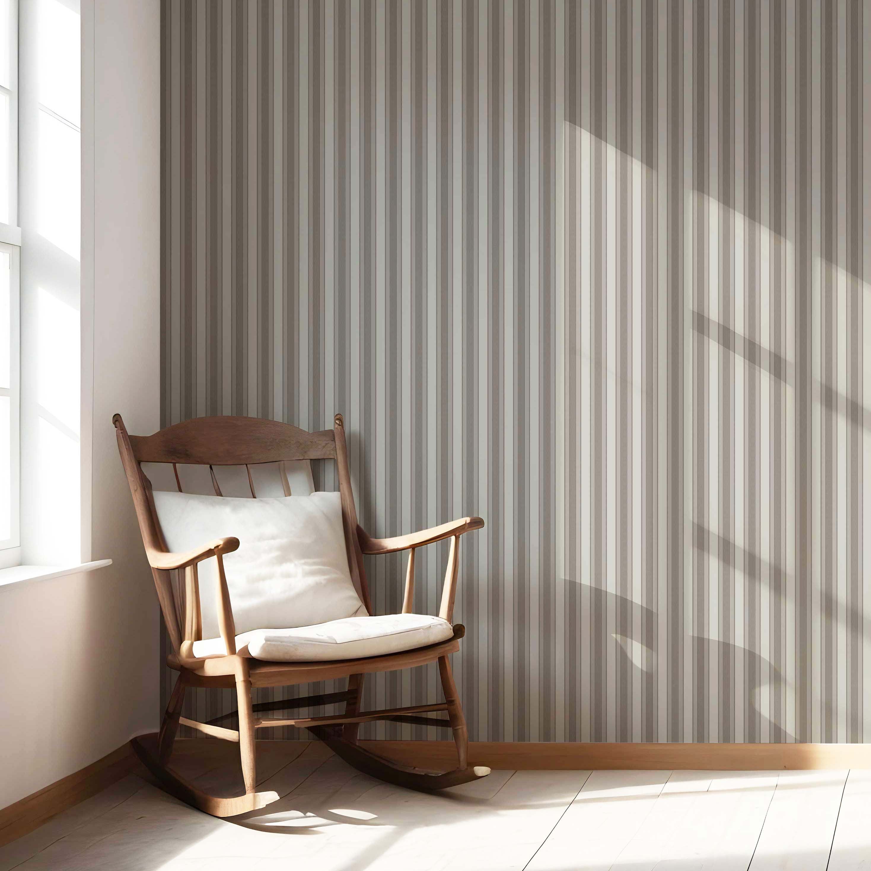 Neutral Geometric Striped Living Room Wallpaper (Beige/ Brown/ Warm Gray)