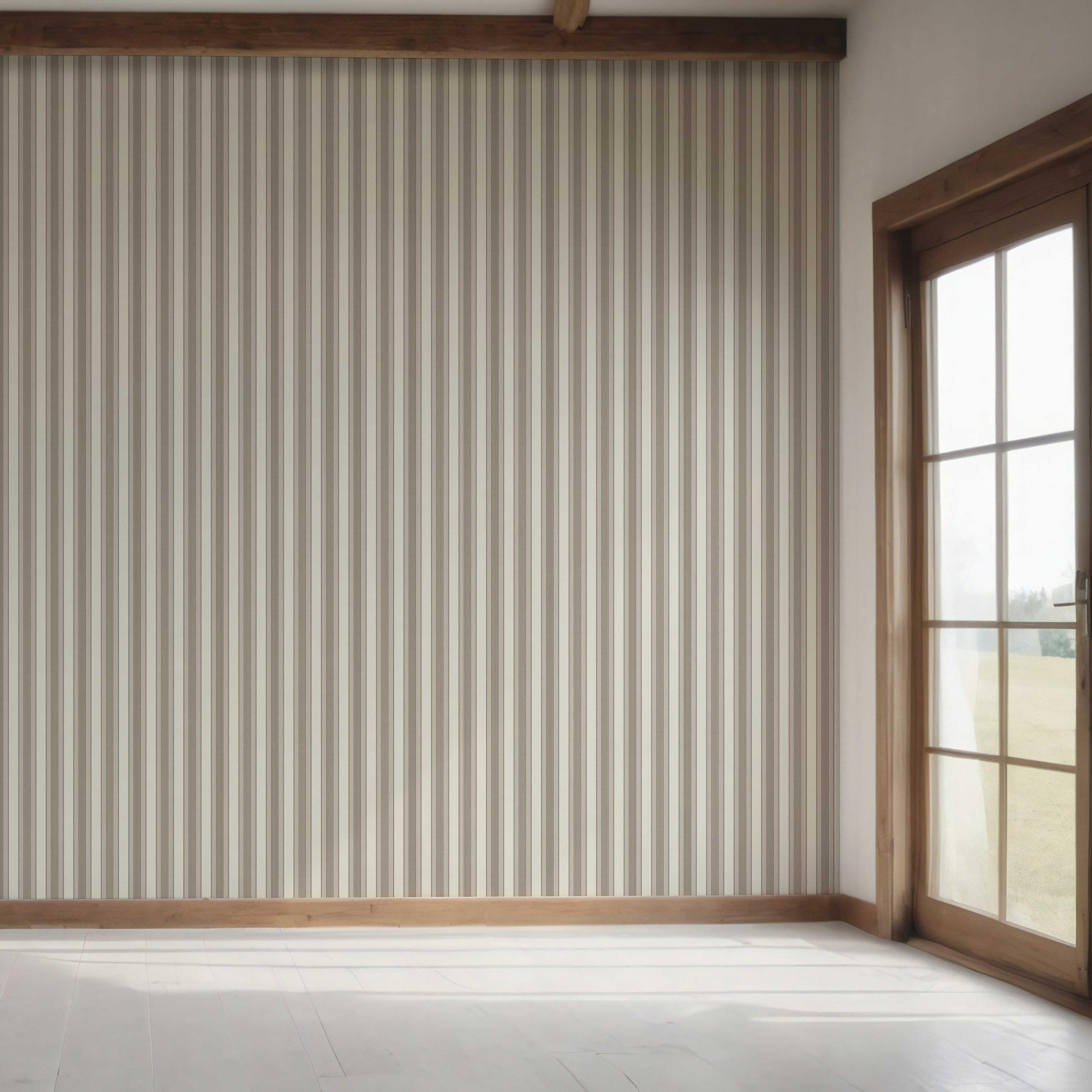 Neutral Geometric Striped Bedroom Wallpaper (Beige/ Brown/ Warm Gray)
